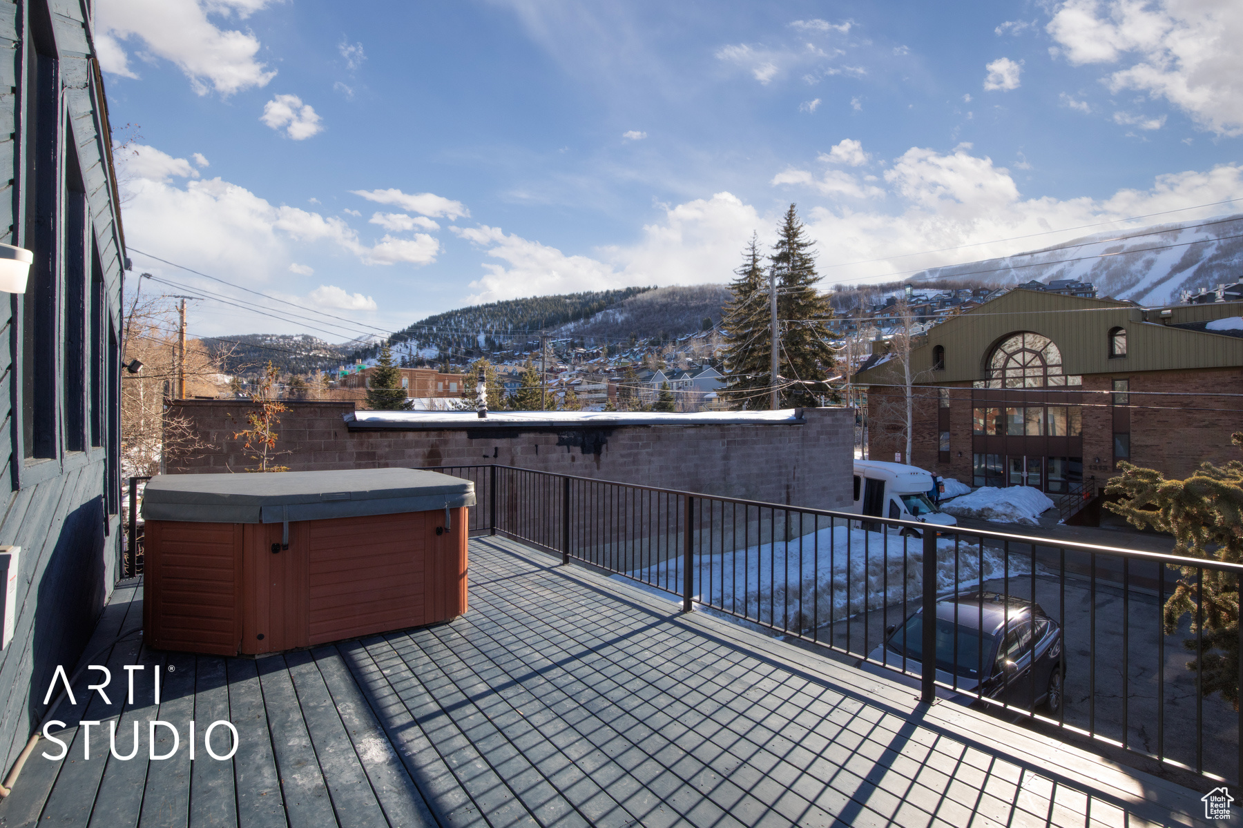 Deck on Woodside Avenue with views of Park City Mountain Resort