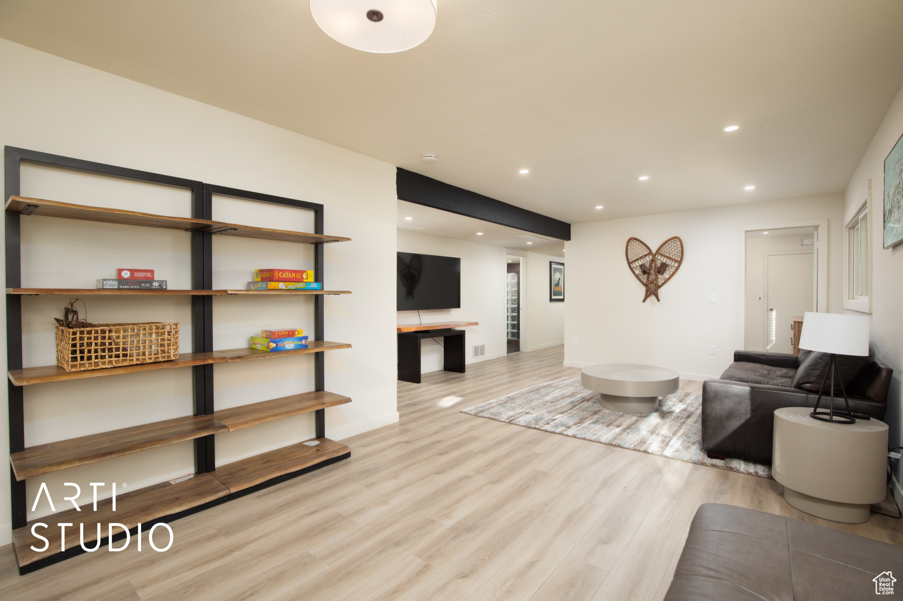 Living room featuring light hardwood / wood-style flooring