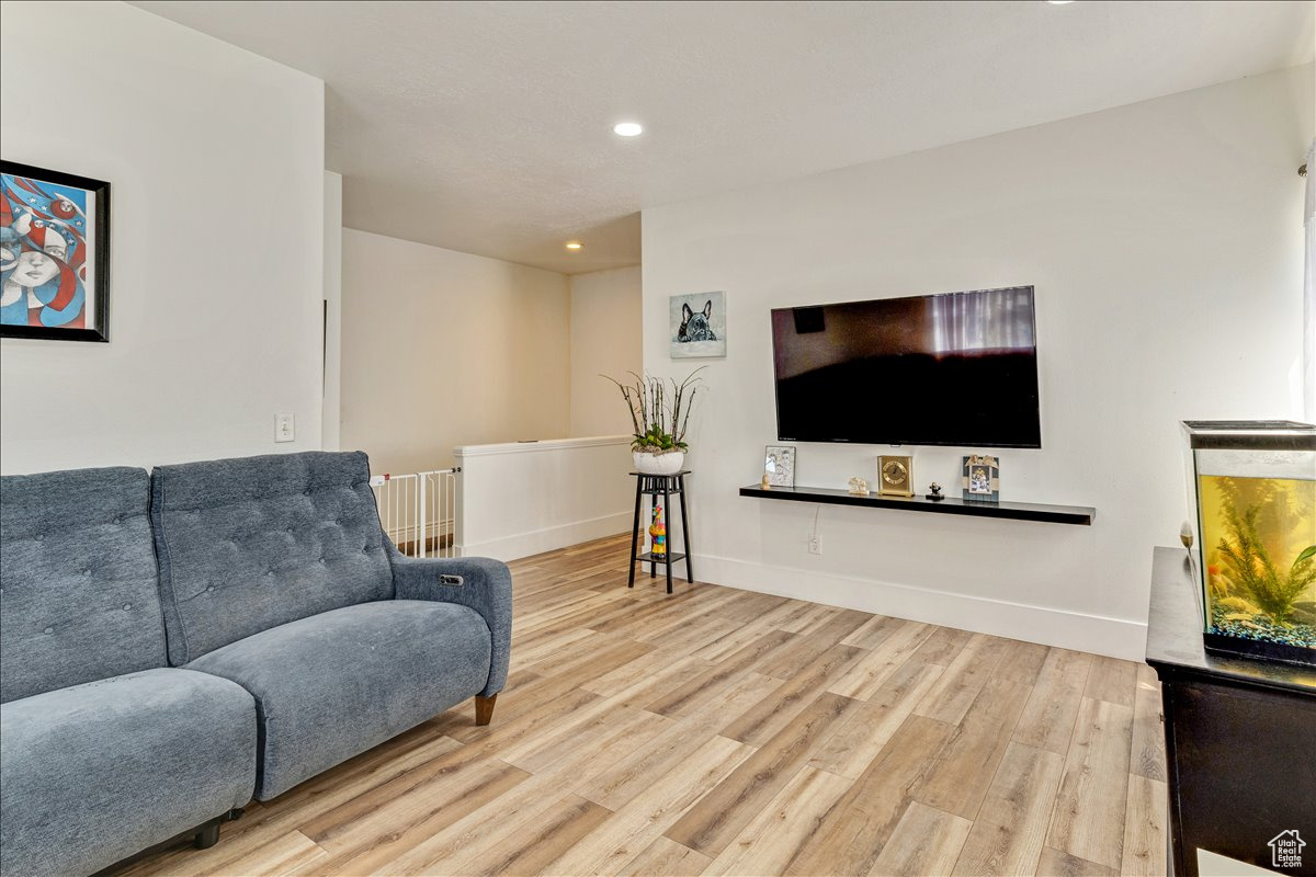 Living room featuring light wood-type flooring