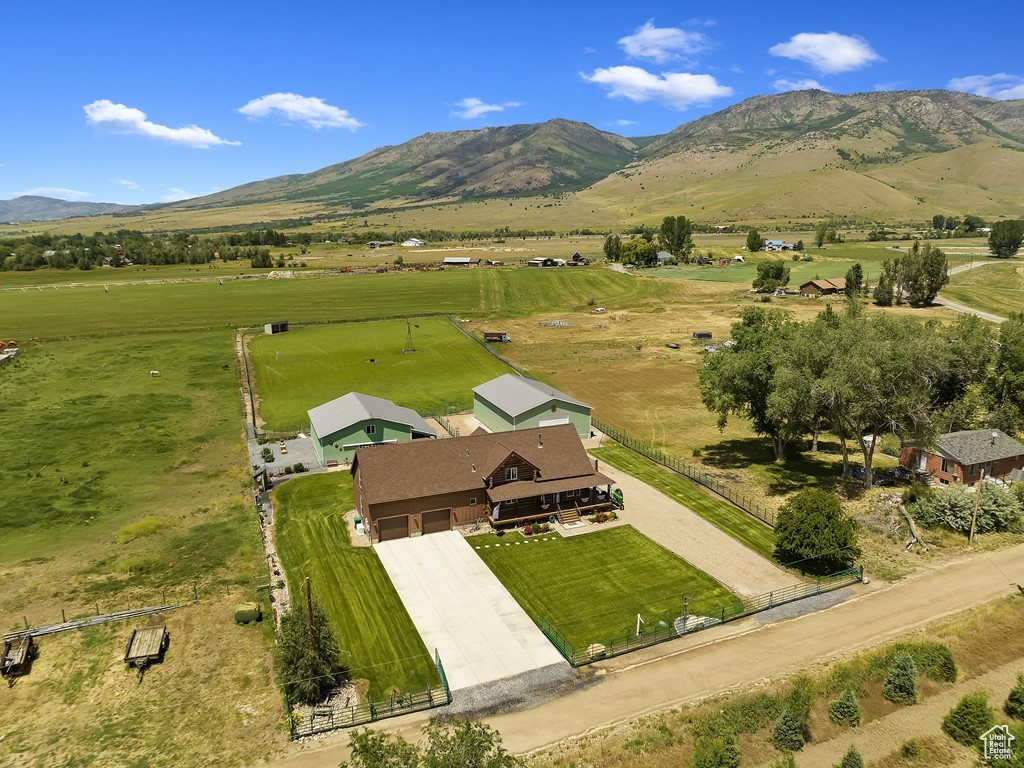 Bird's eye view with a rural view and a mountain view