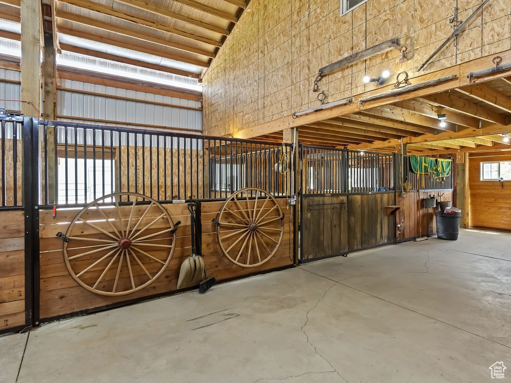 View of horse barn