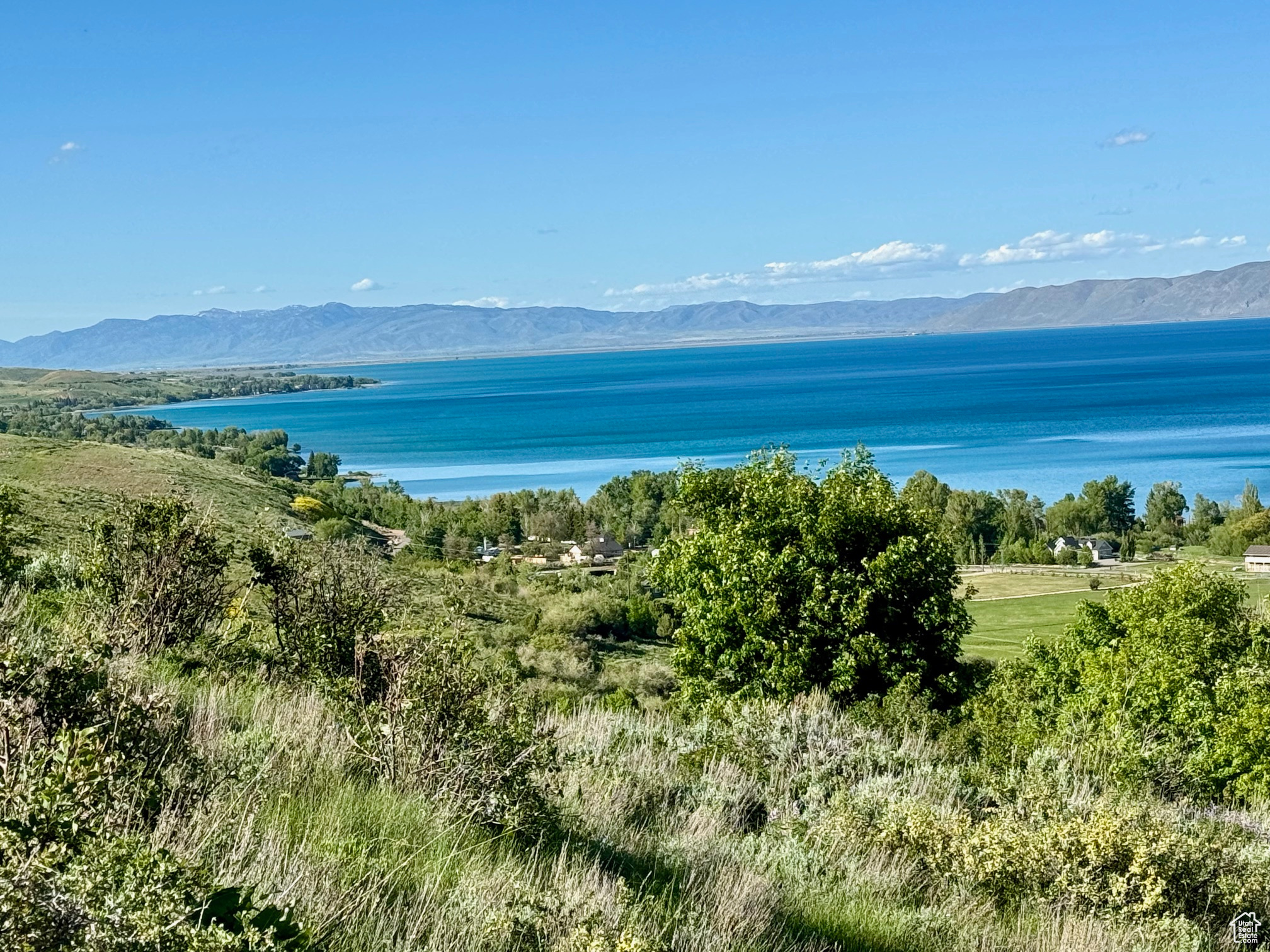 Water view with a mountain view