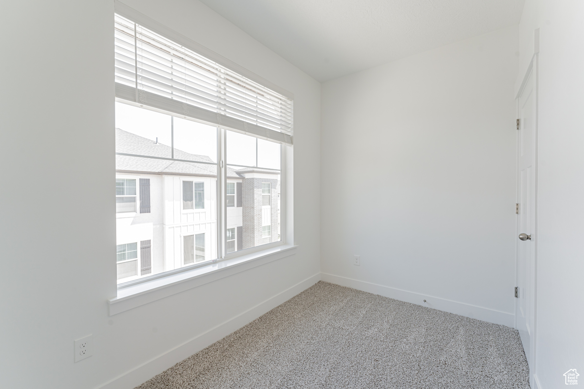 Carpeted spare room featuring plenty of natural light