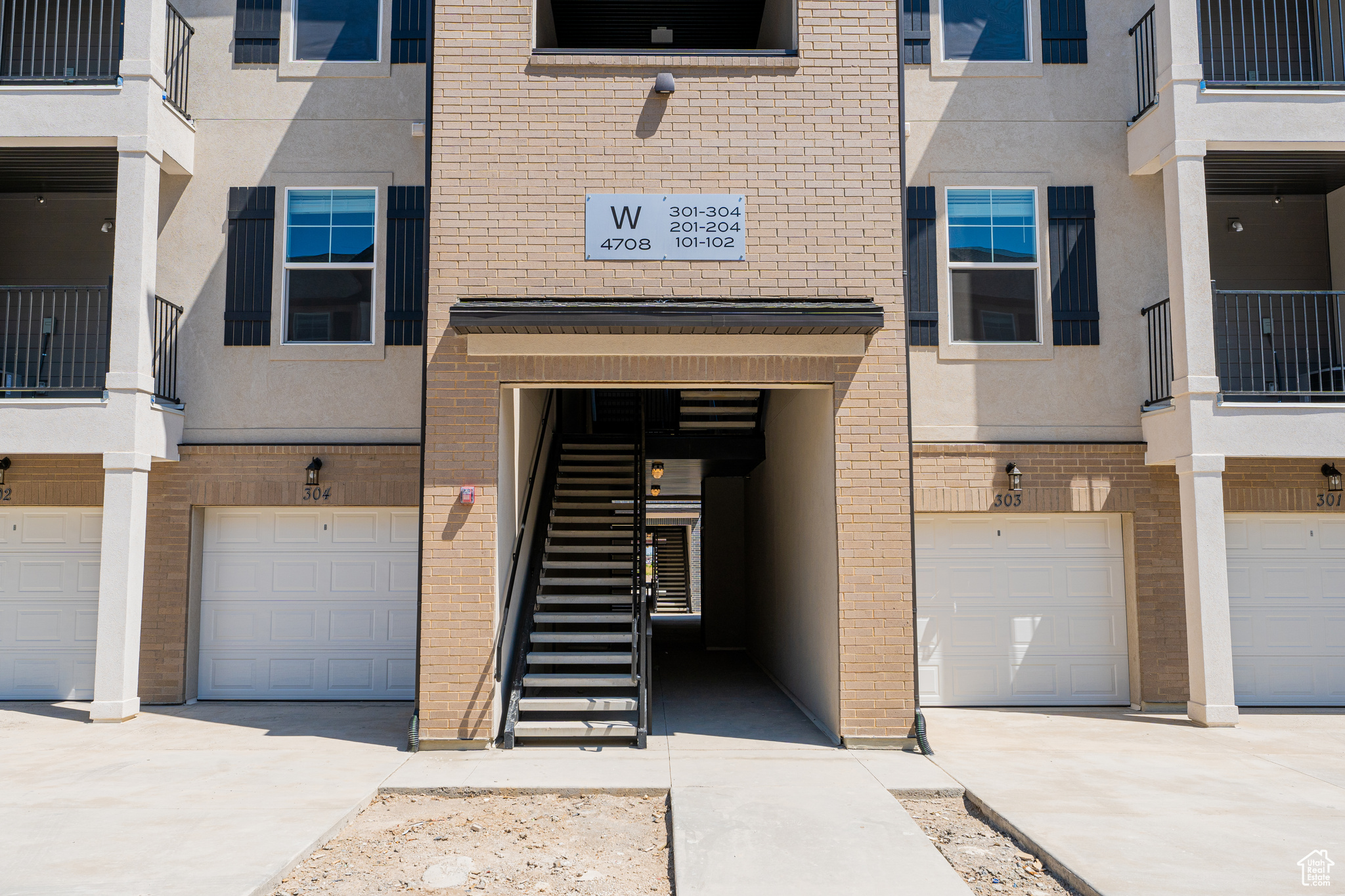 Exterior space featuring a garage