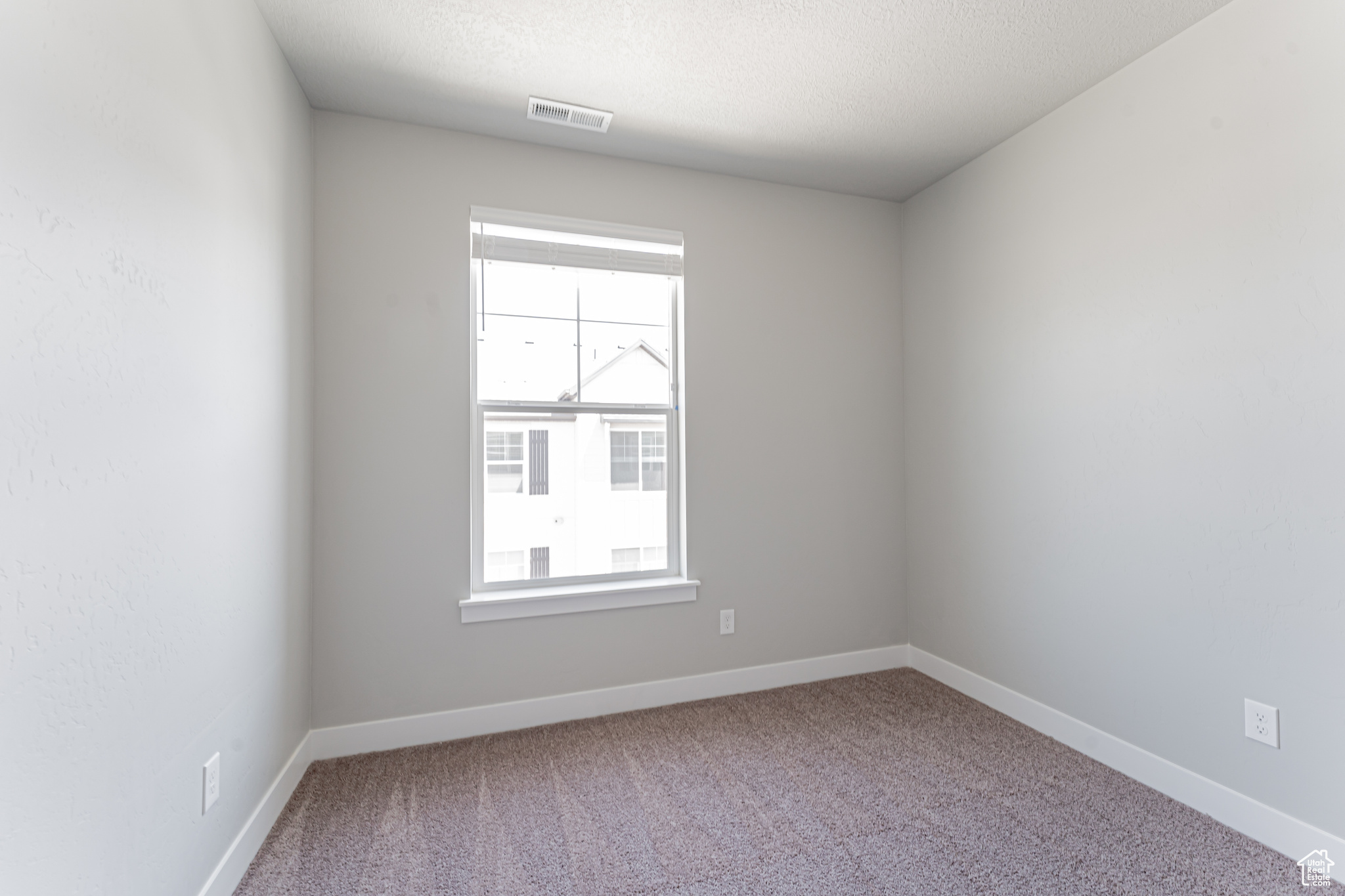 Unfurnished room with a wealth of natural light, carpet flooring, and a textured ceiling