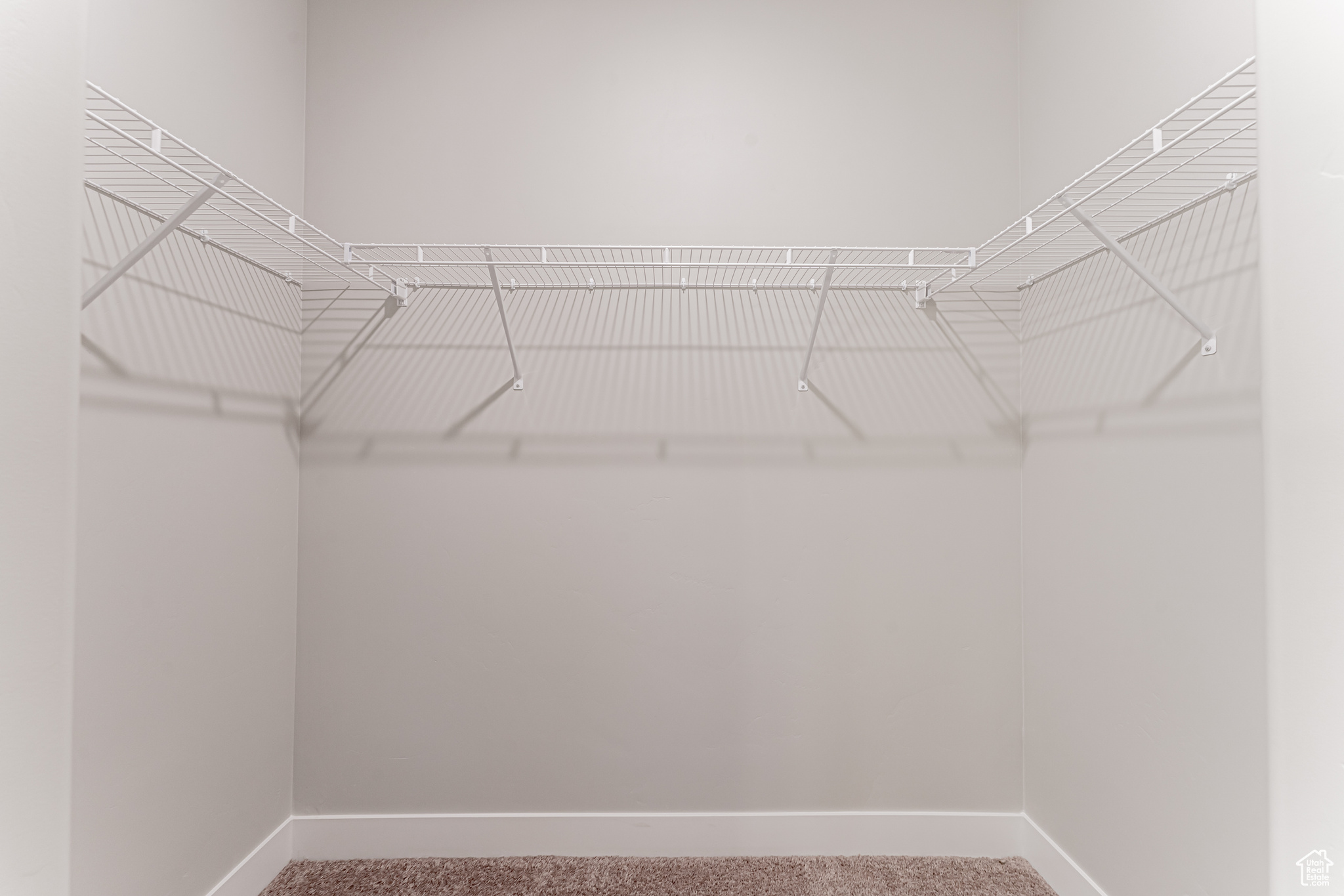 Spacious closet with carpet