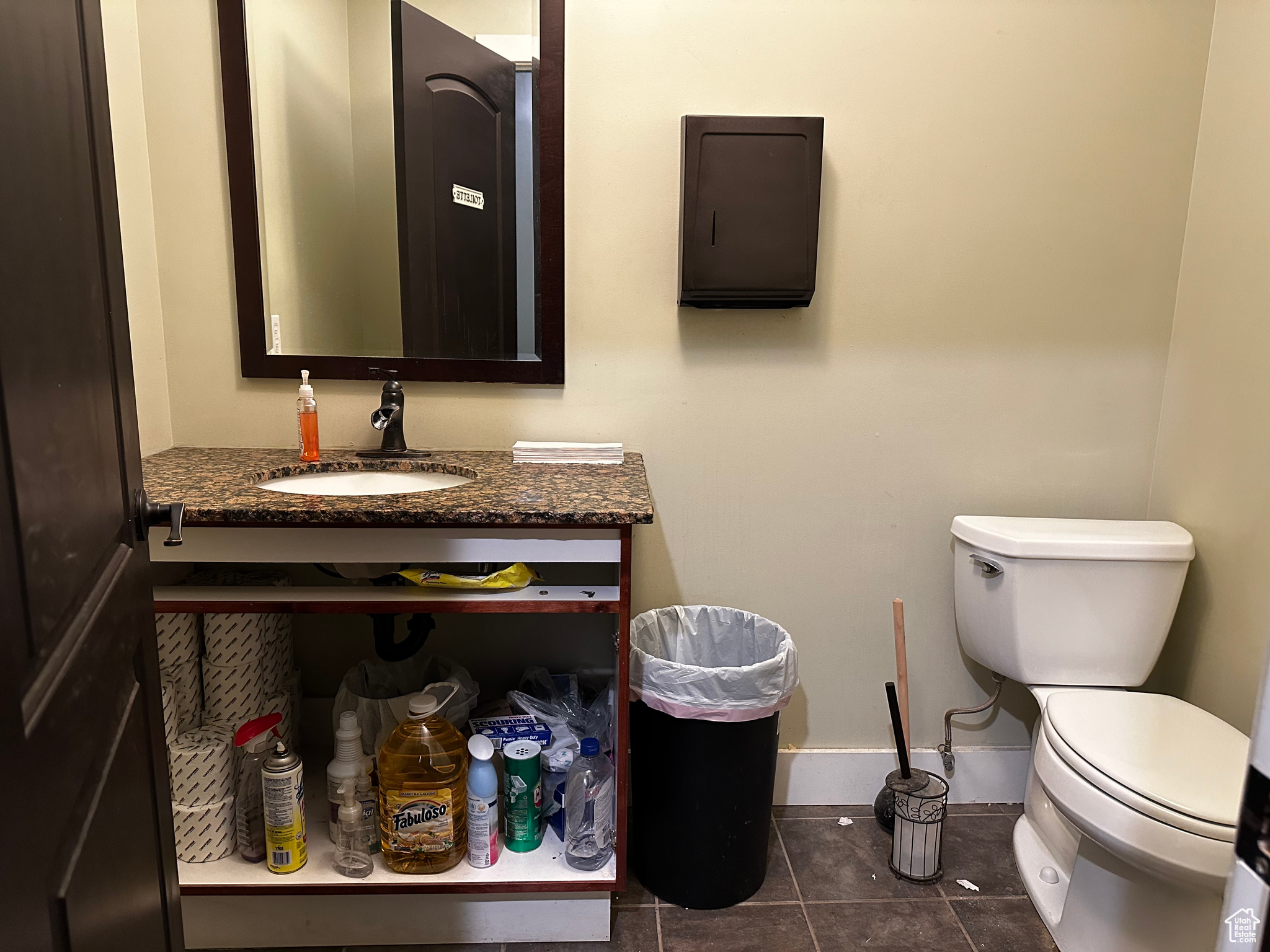 Bathroom with vanity, and toilet