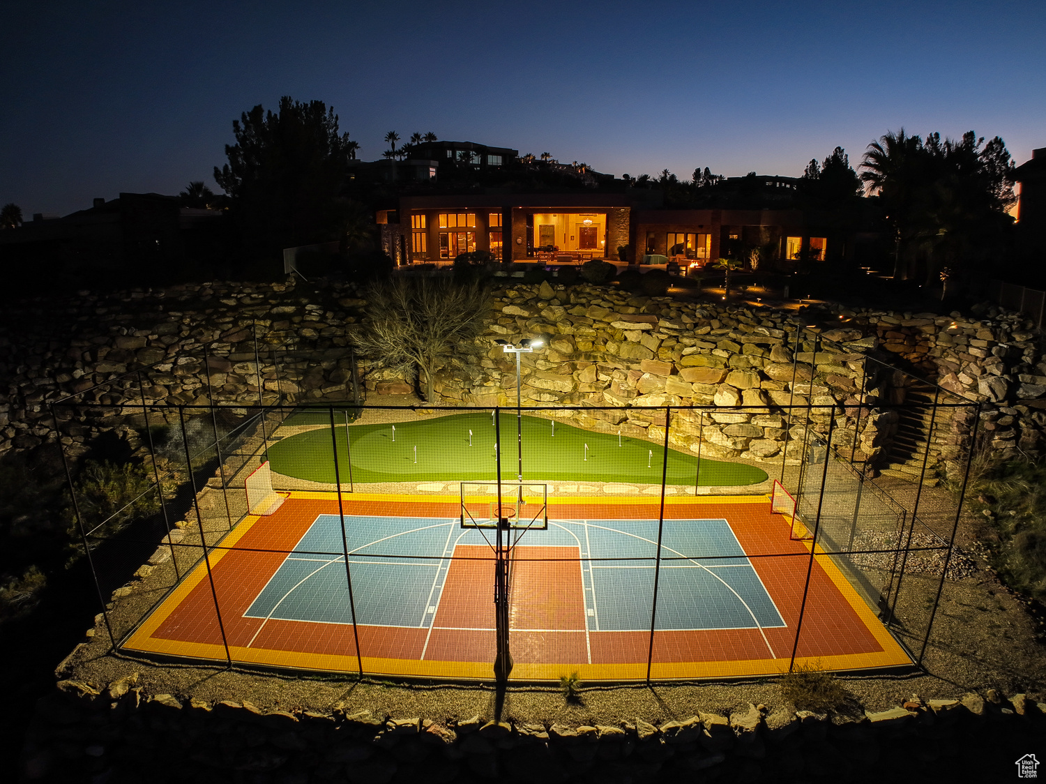 Sport Court/ Putting Green at night