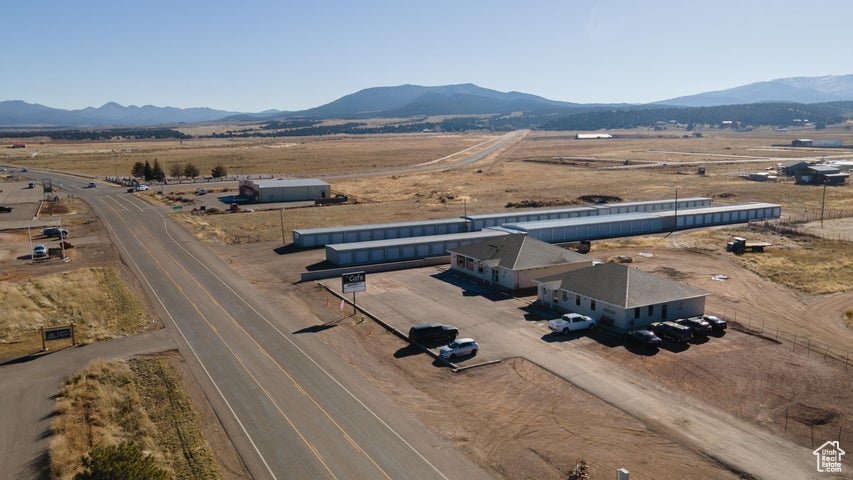 Aerial view featuring a mountain view and a rural view