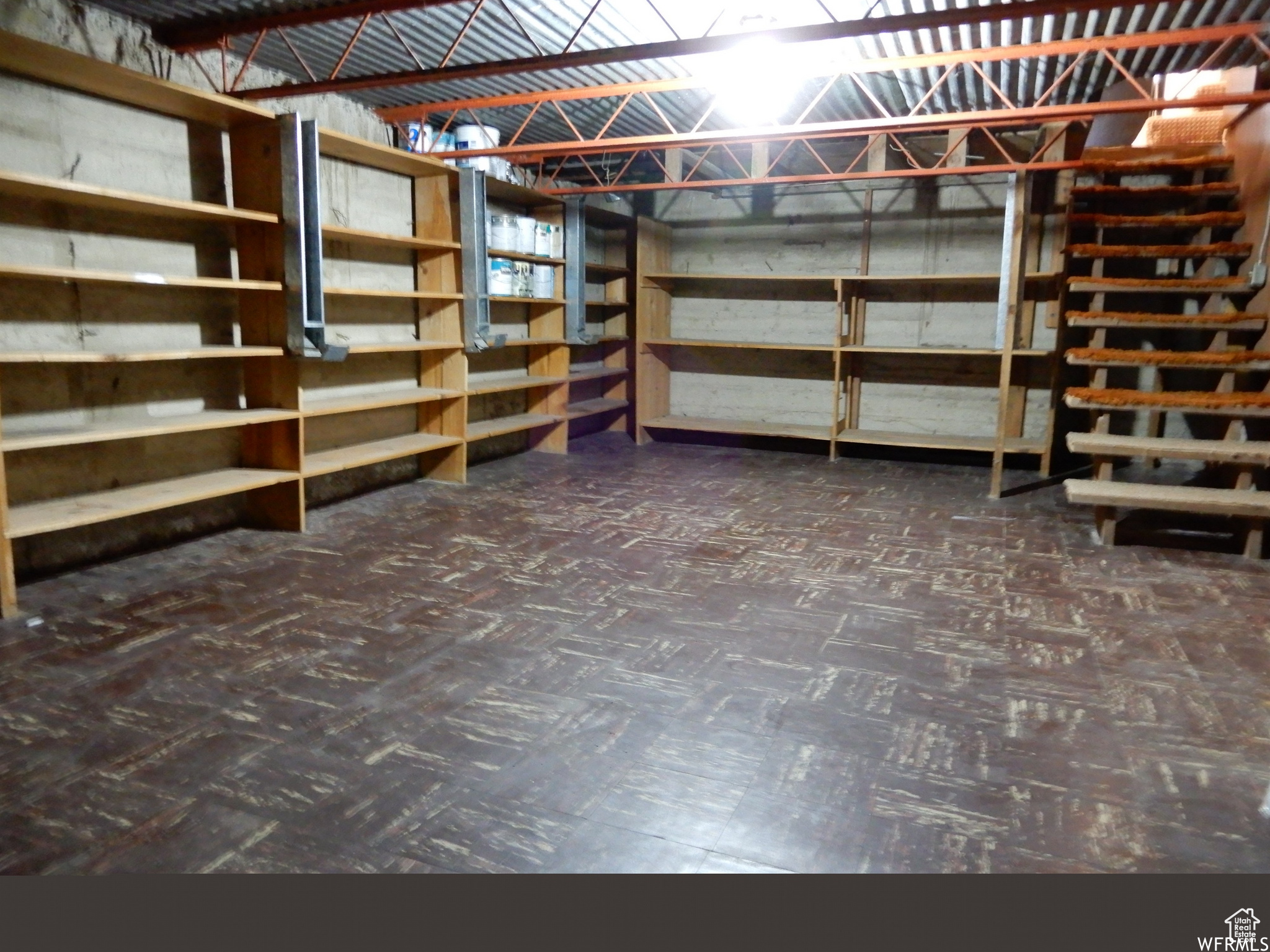 View of basement storage room
