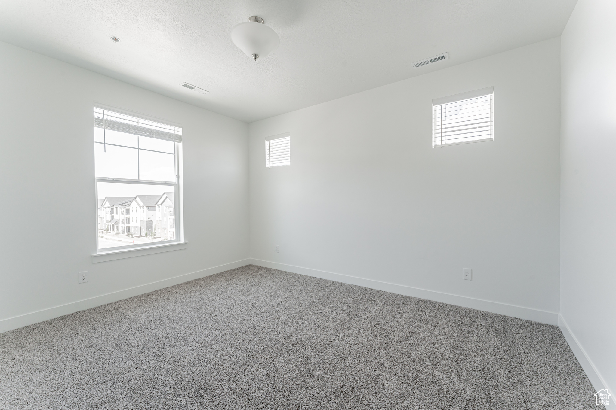 Carpeted spare room featuring plenty of natural light