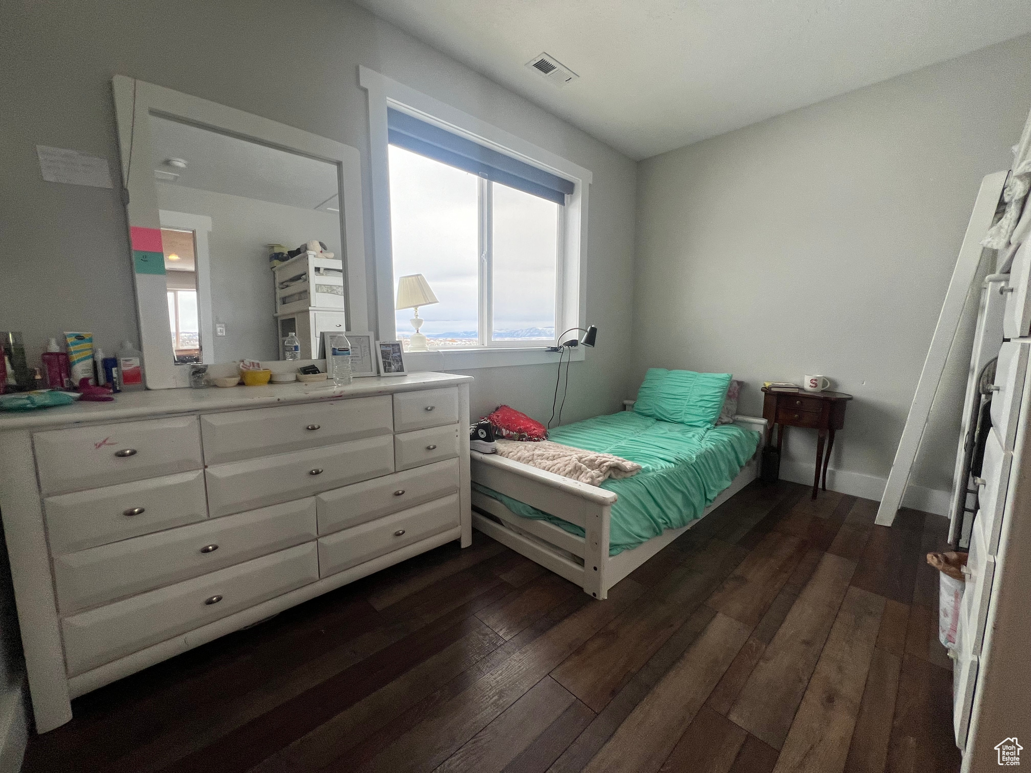 Bedroom featuring dark hardwood / wood-style flooring