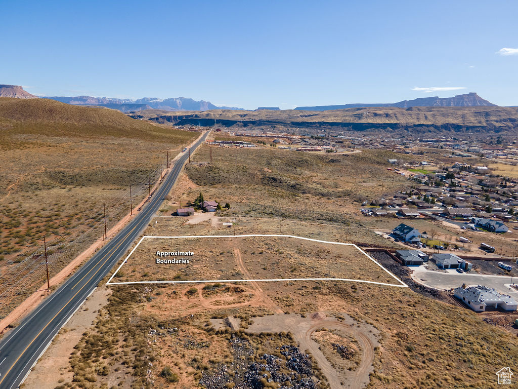 Drone / aerial view with a mountain view