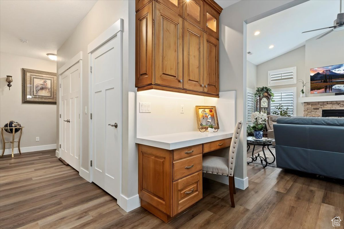 Interior space with vaulted ceiling