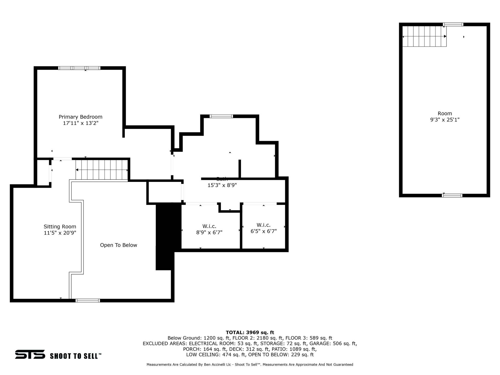 Floor plan of second floor plus bonus rec or family room above the garage.