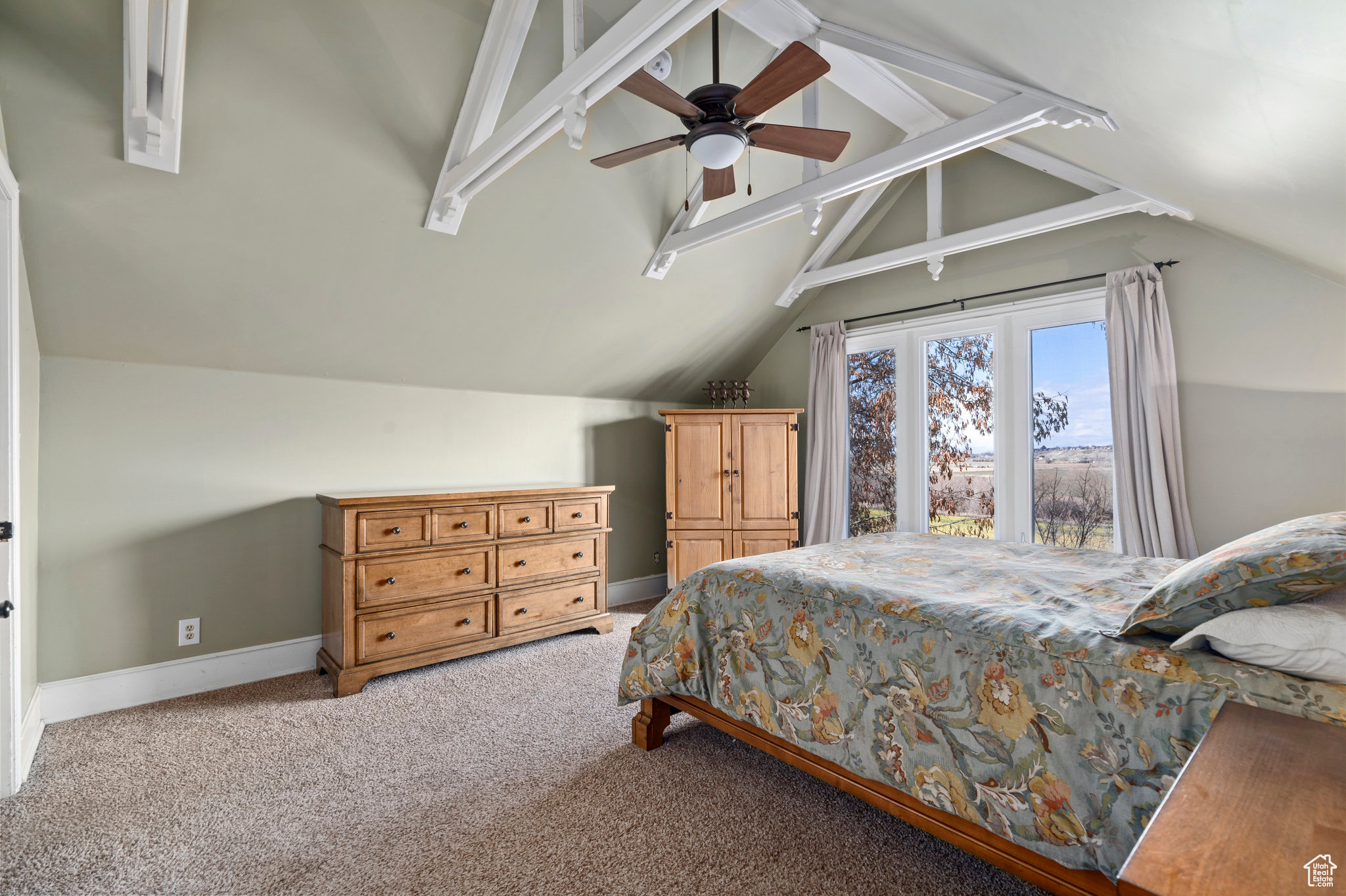 Master bedroom is on the 2nd floor. Nice views of the mountains and riverbottoms to the north.