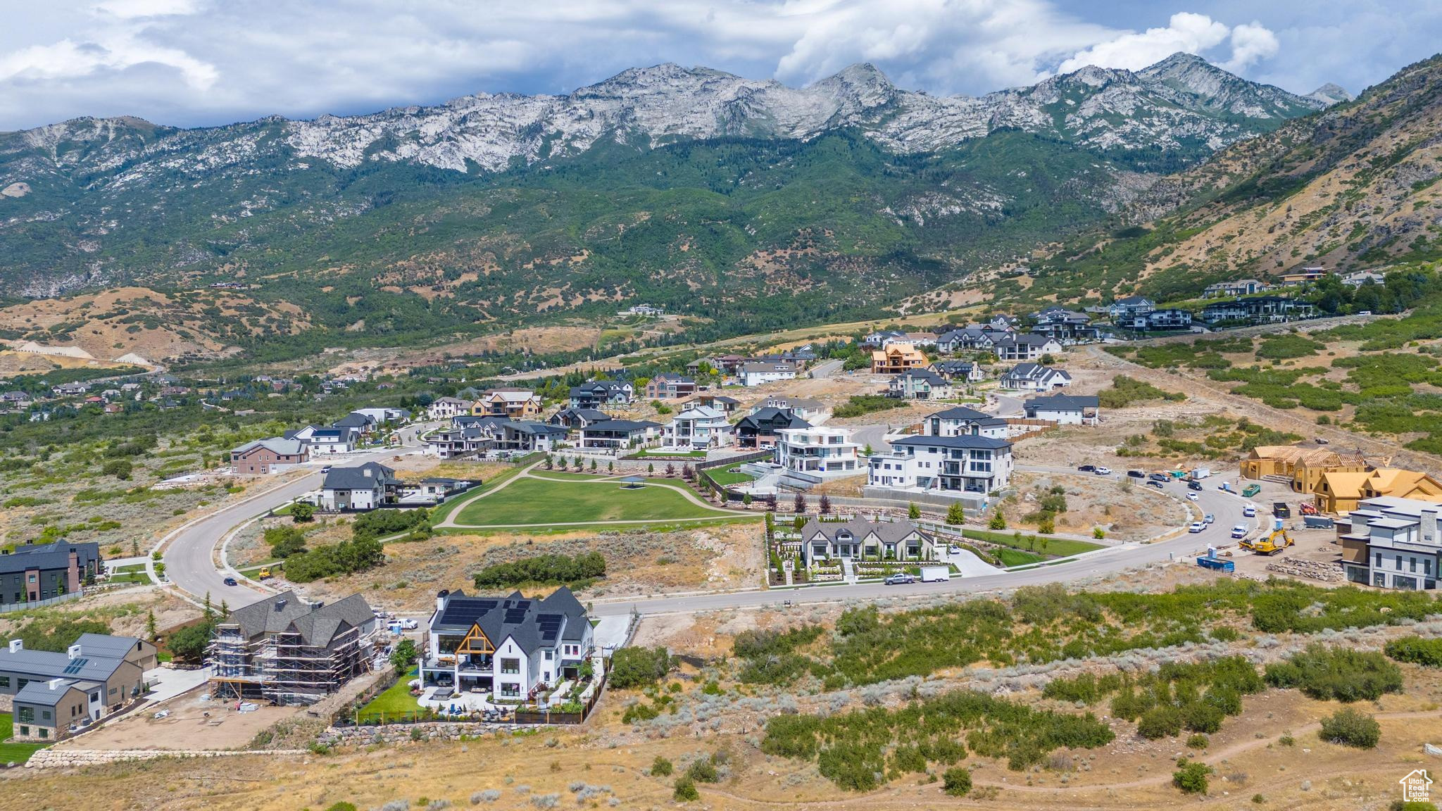 Aerial view featuring a mountain view