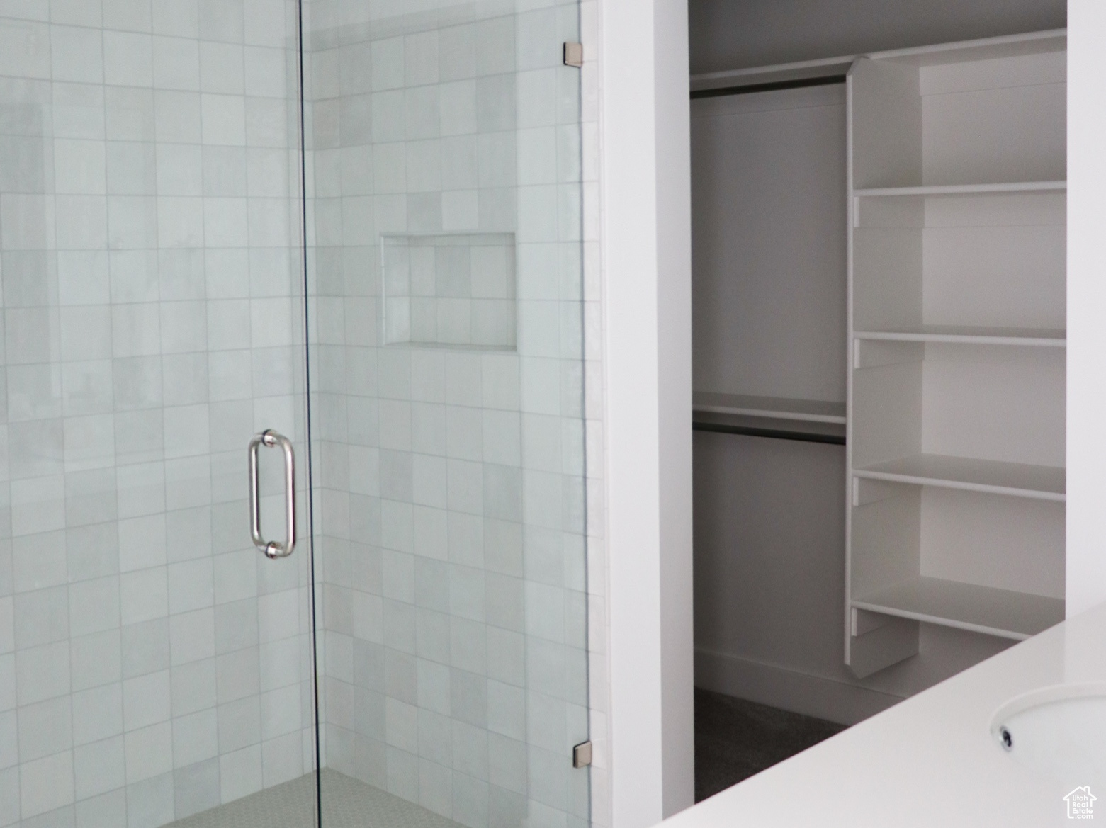 Primary Shower and walk in closet