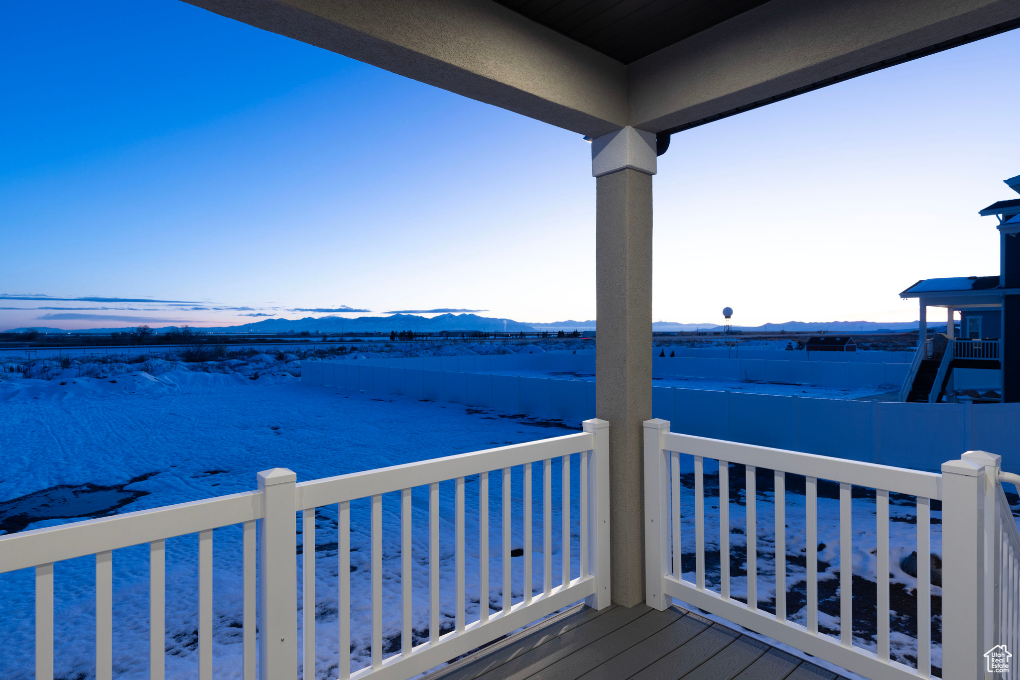 View of snow covered deck
