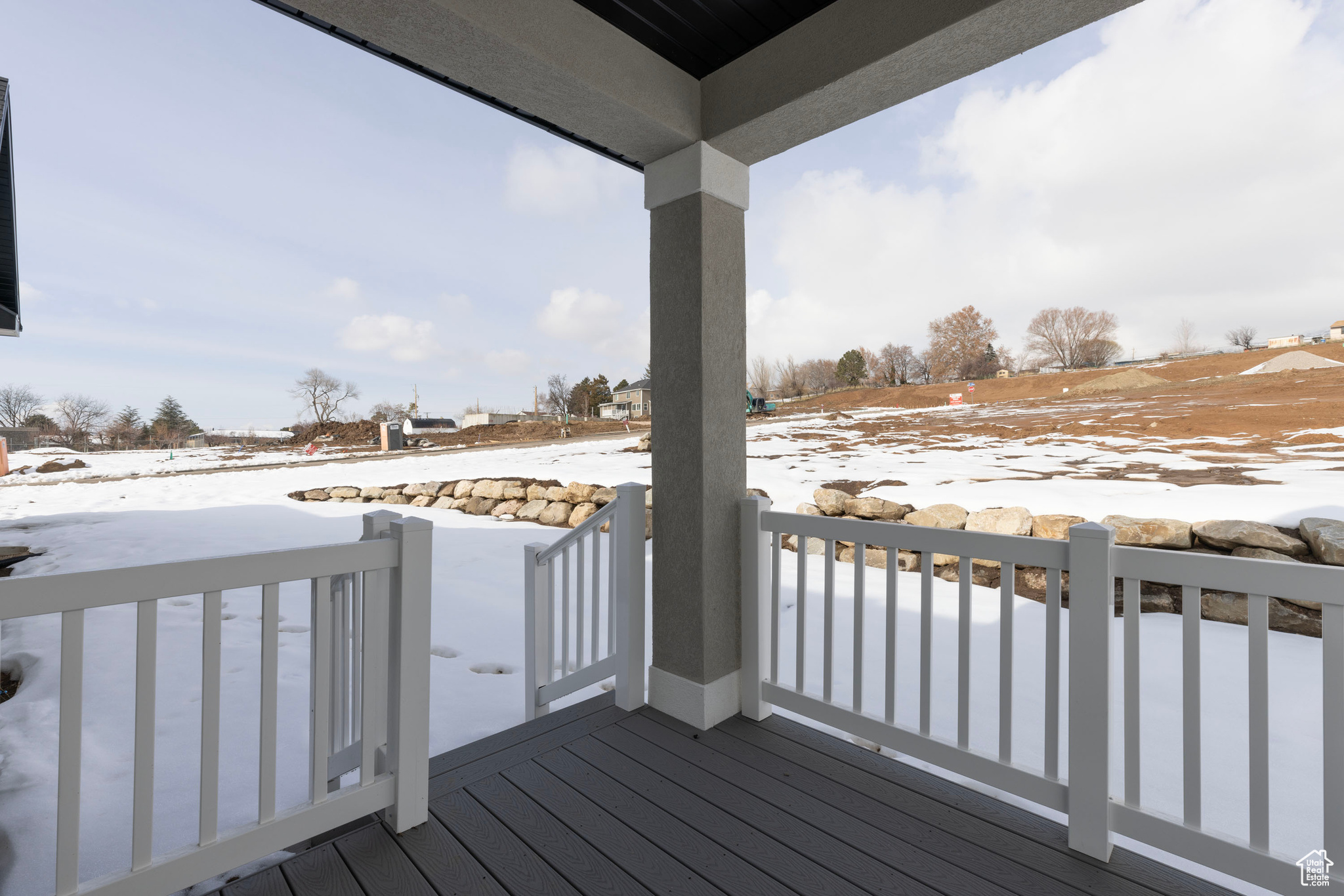 View of snow covered deck