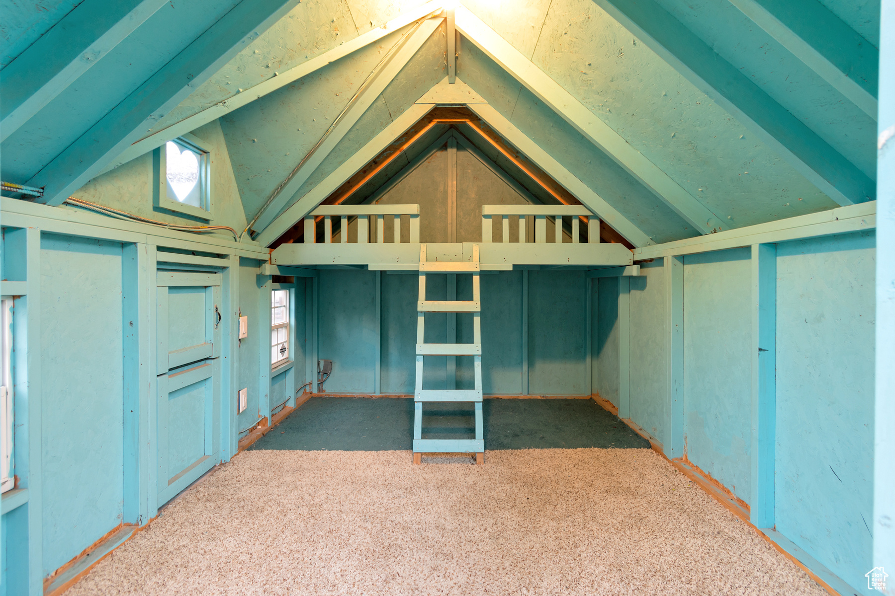Playhouse in the backyard with built-in bunk beds
