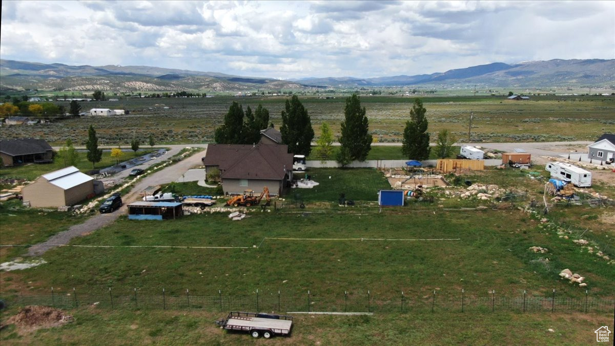 Bird's eye view with a rural view and a mountain view