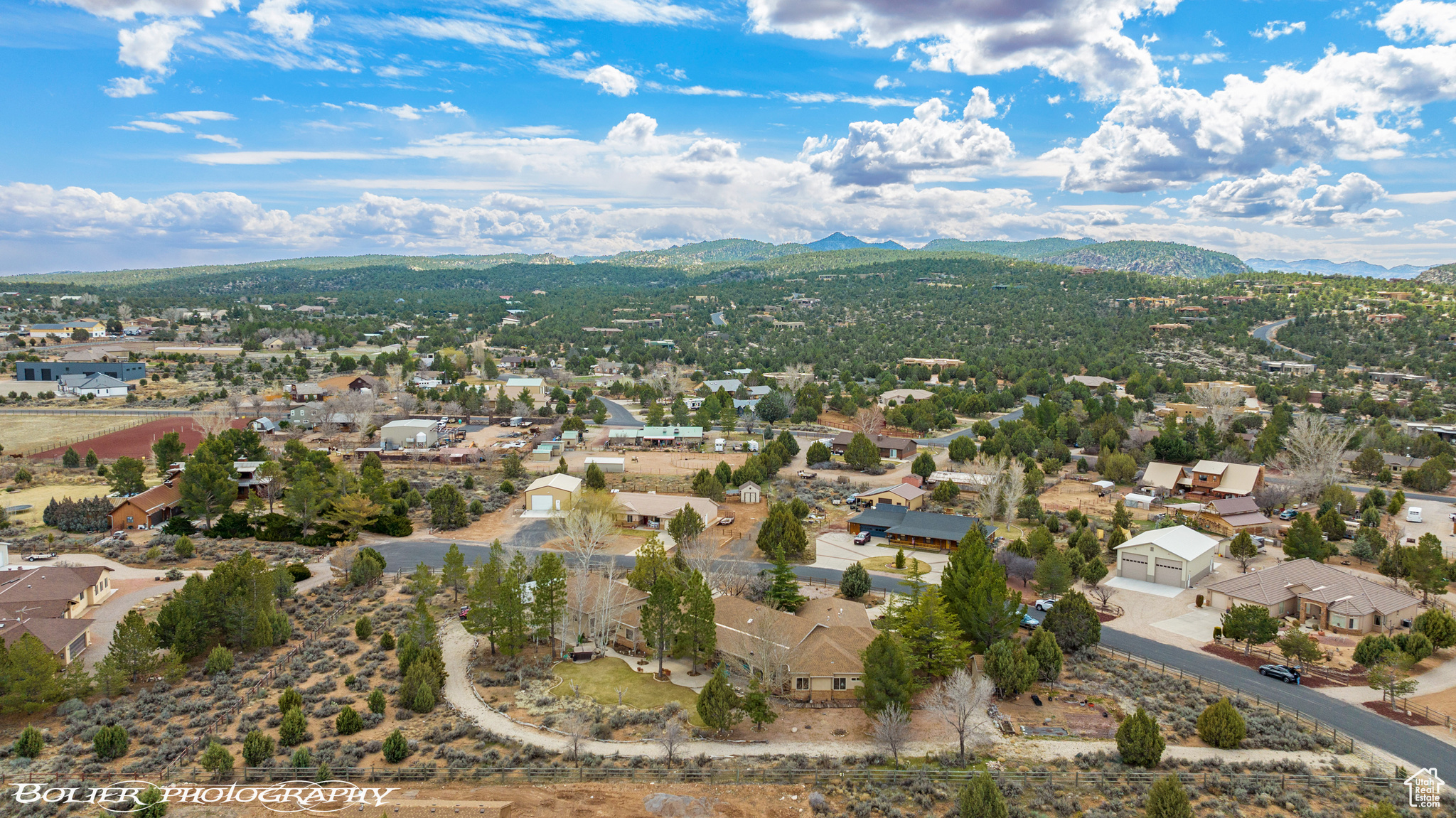 Drone / aerial view featuring the property