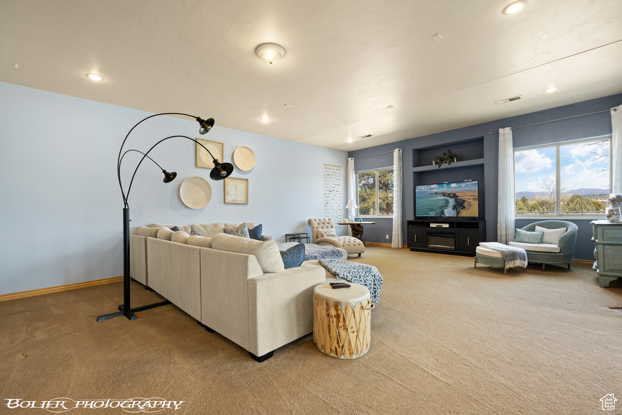 View of carpeted family room