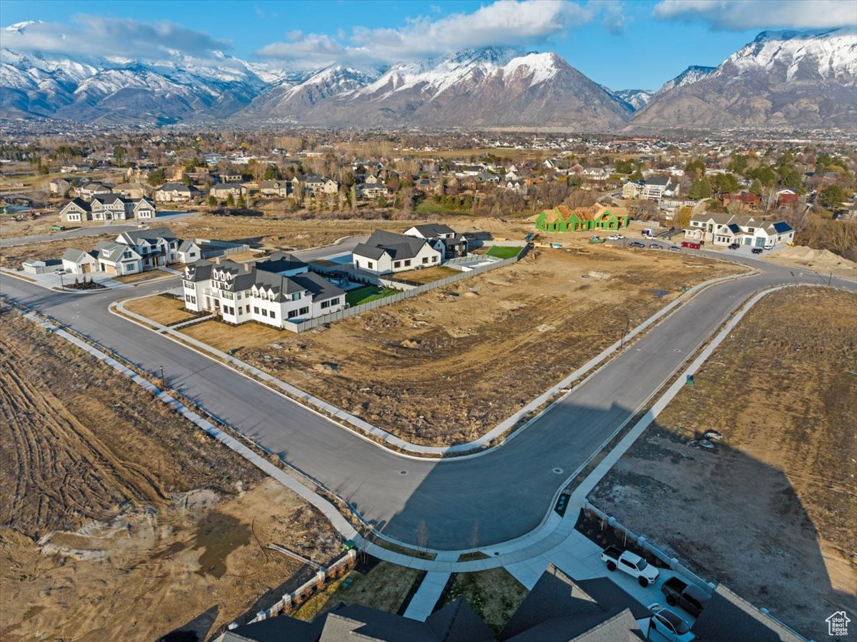 Aerial view featuring a mountain view