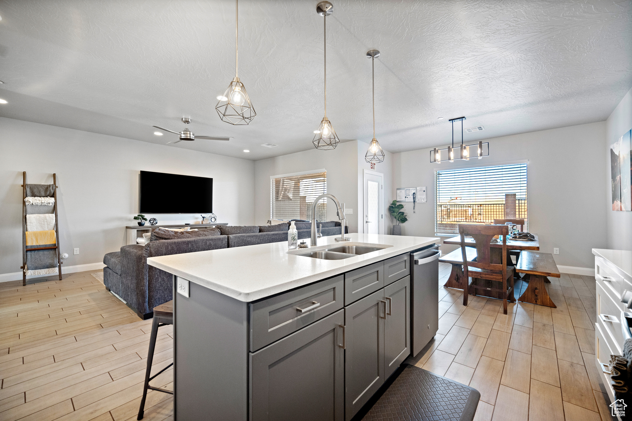 Open floor plan with tons of natural light.