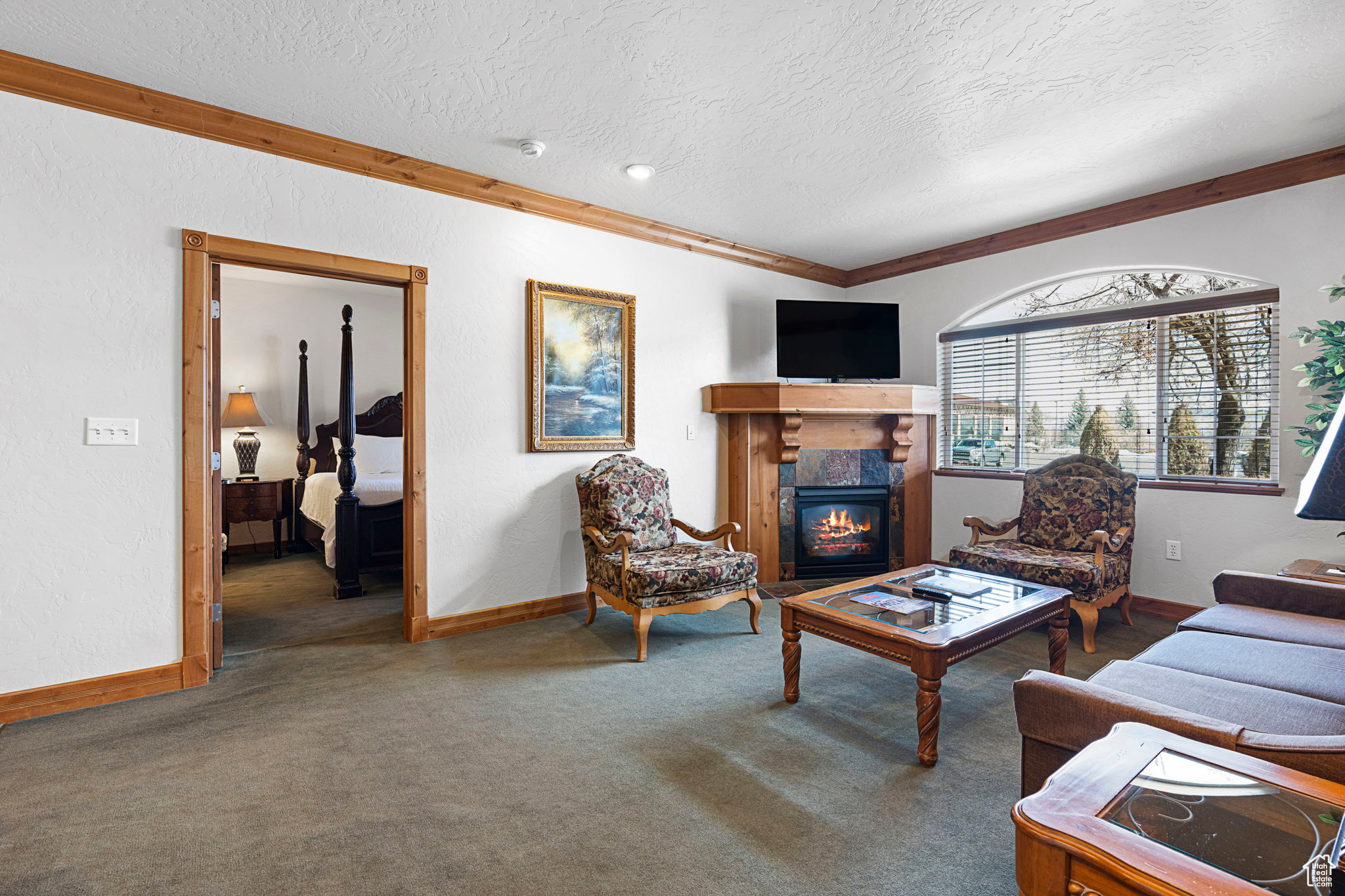 Family Room, with view into Bedroom 1.