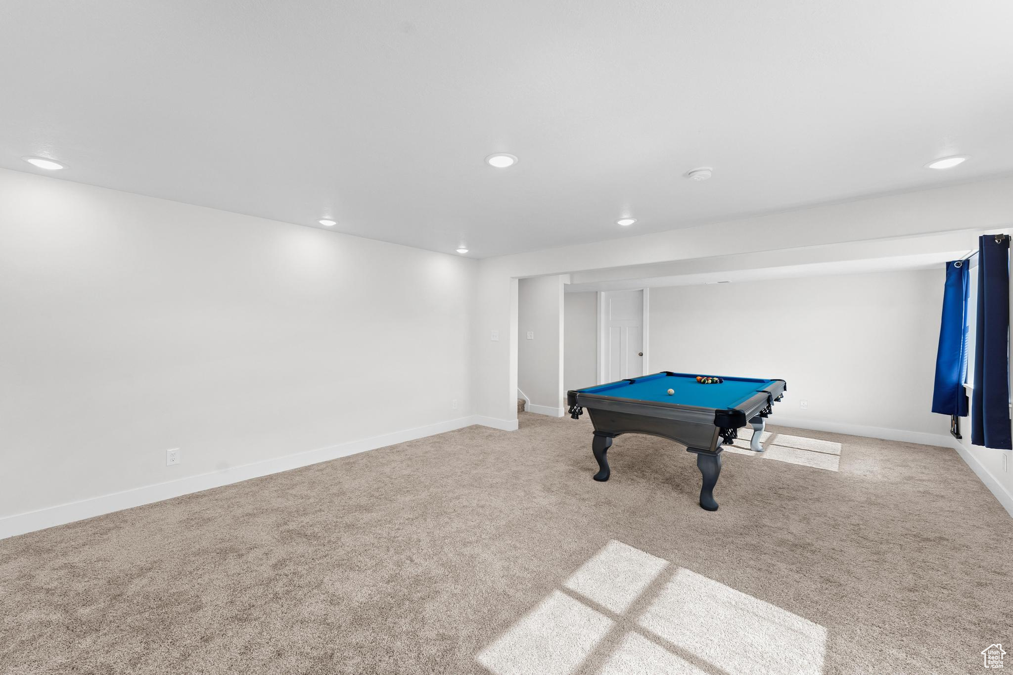 Finished Basement with Recessed Lighting