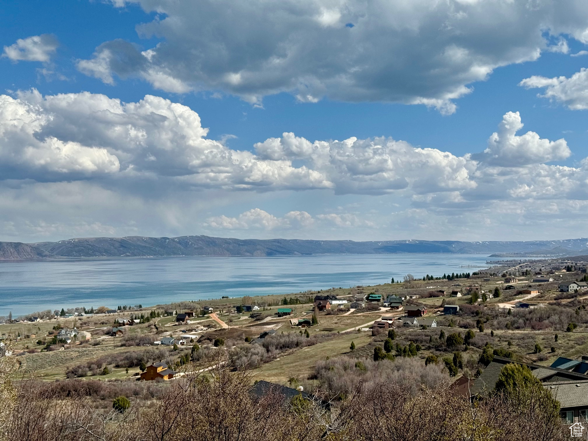 Water view with a mountain view