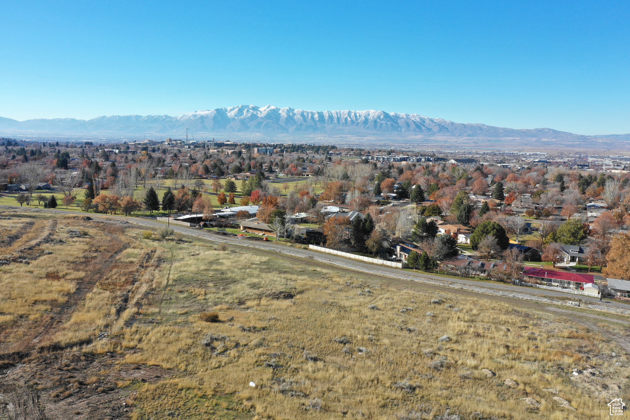 Drone / aerial view with a mountain view