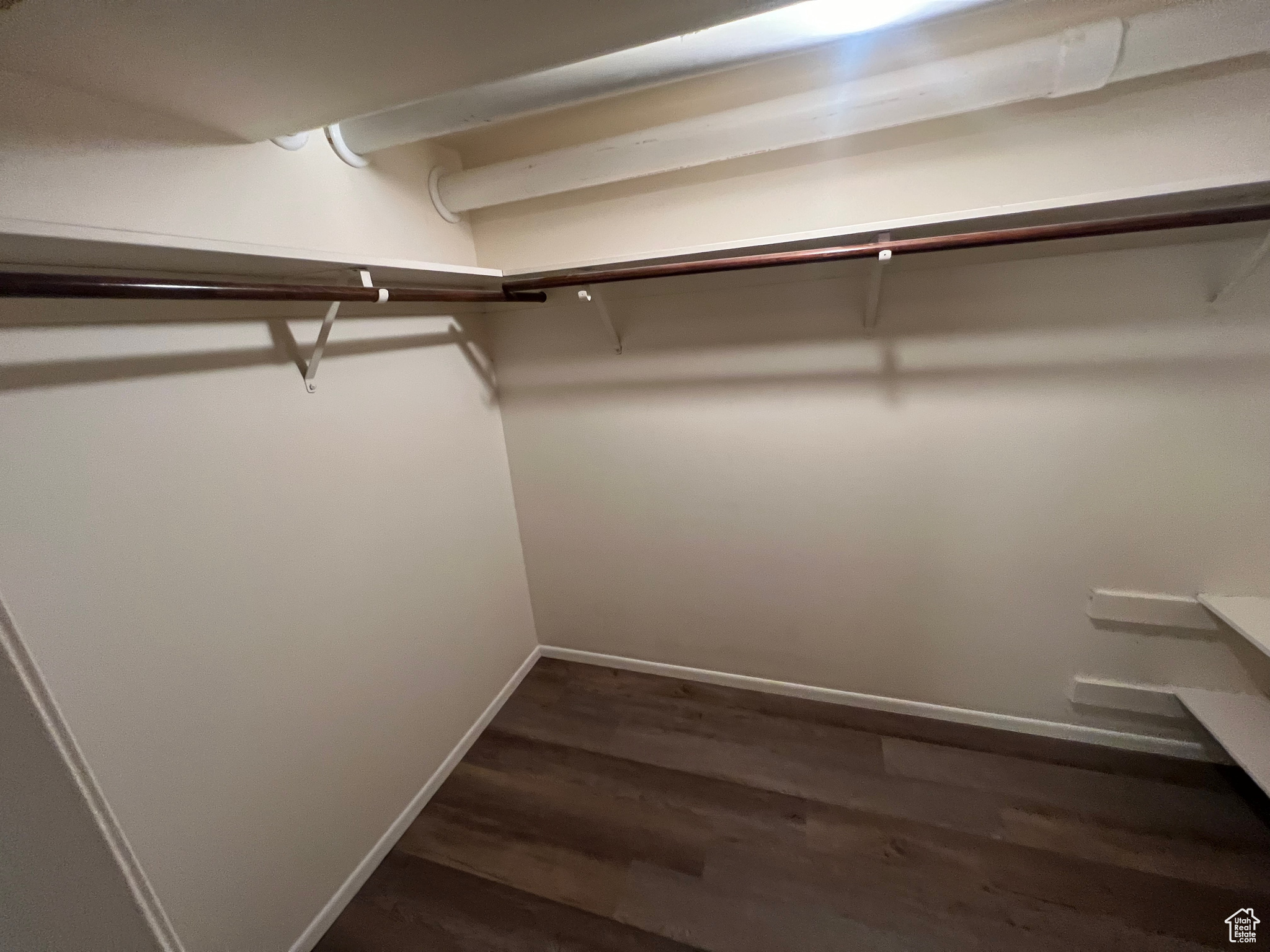 Spacious closet featuring dark hardwood / wood-style flooring