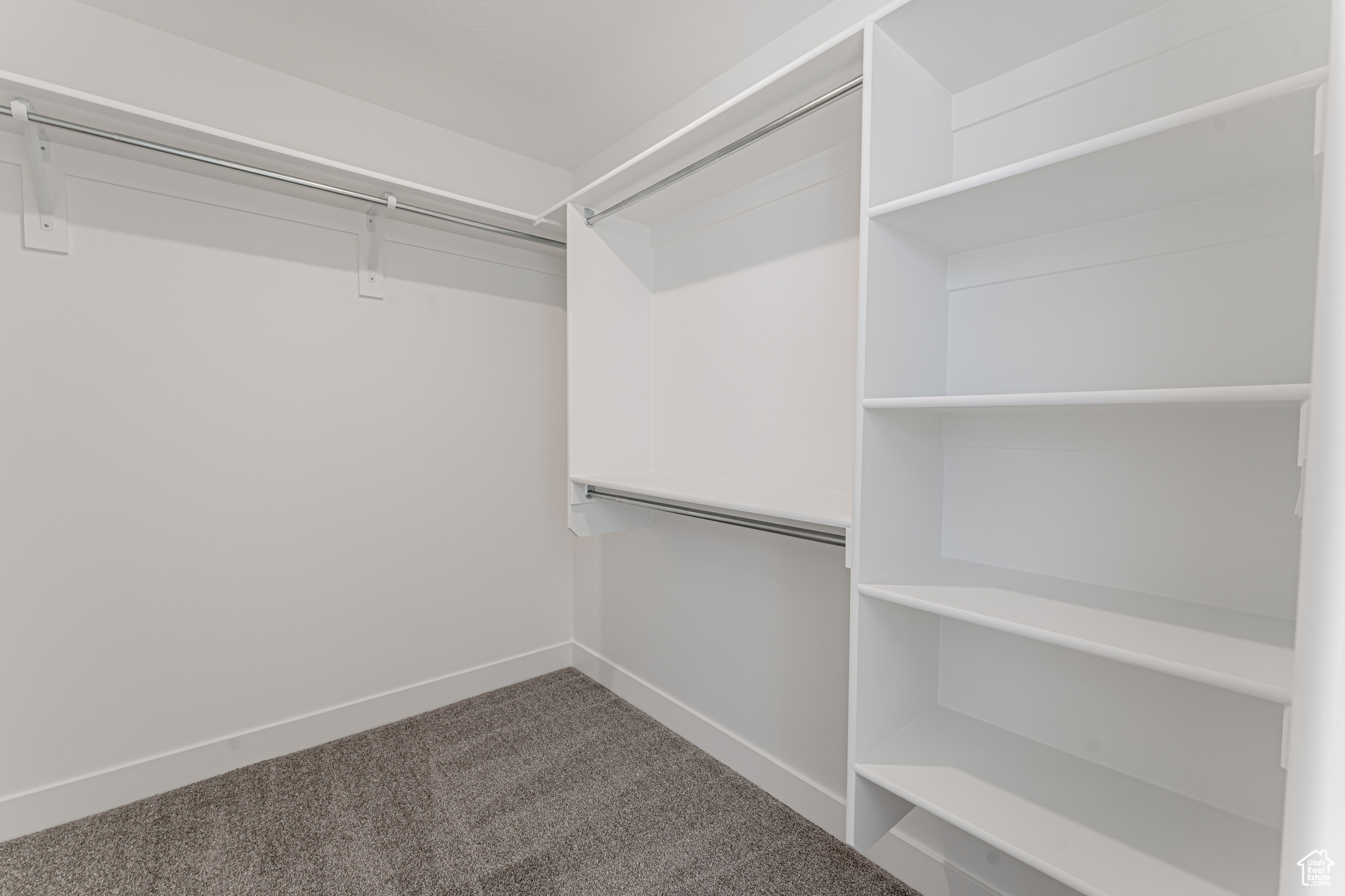 Spacious closet with carpet