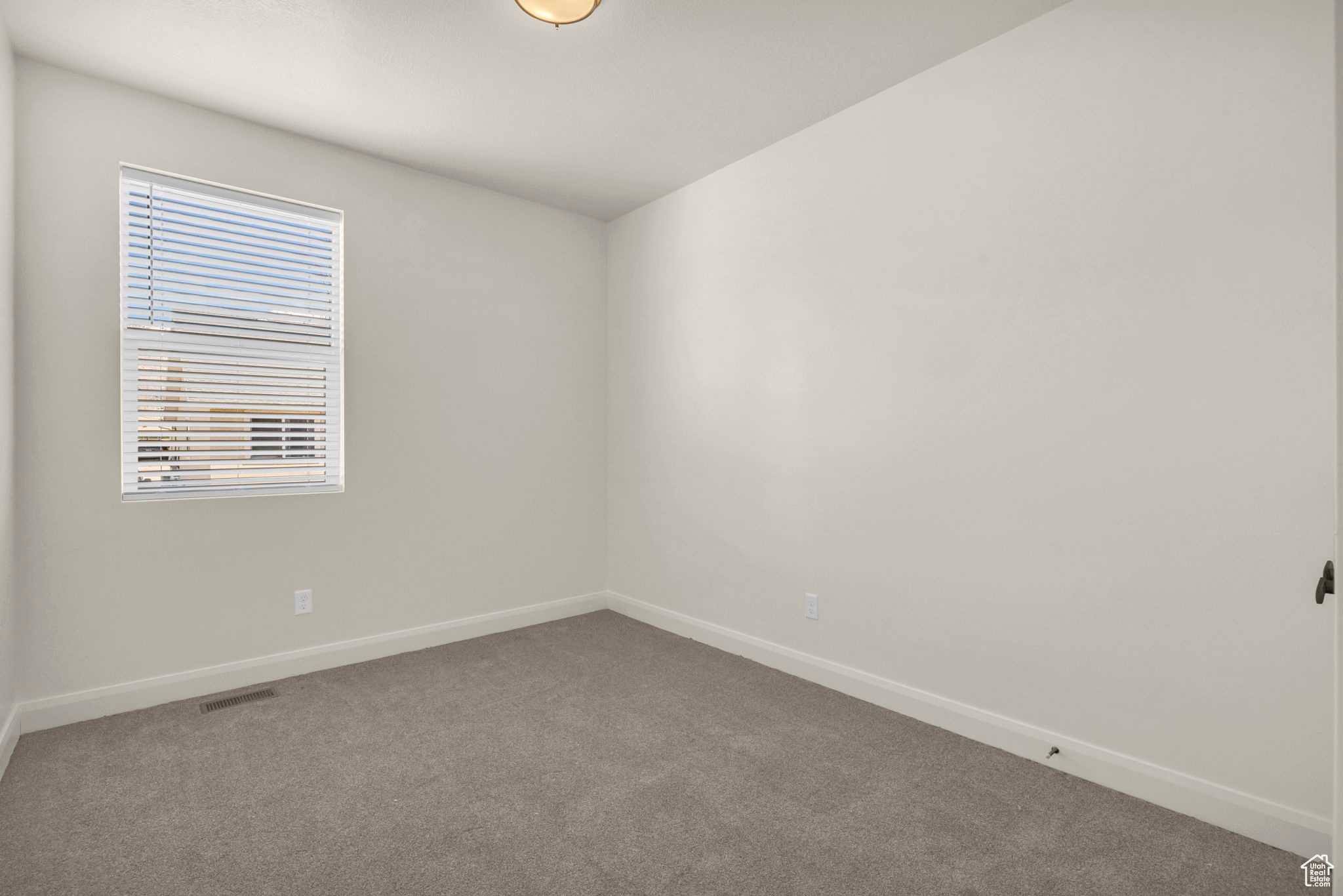 Unfurnished room with light colored carpet