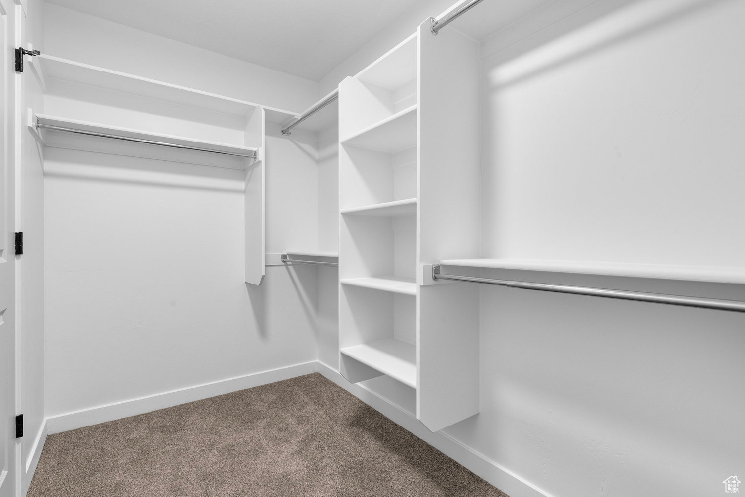 Walk in closet with carpet