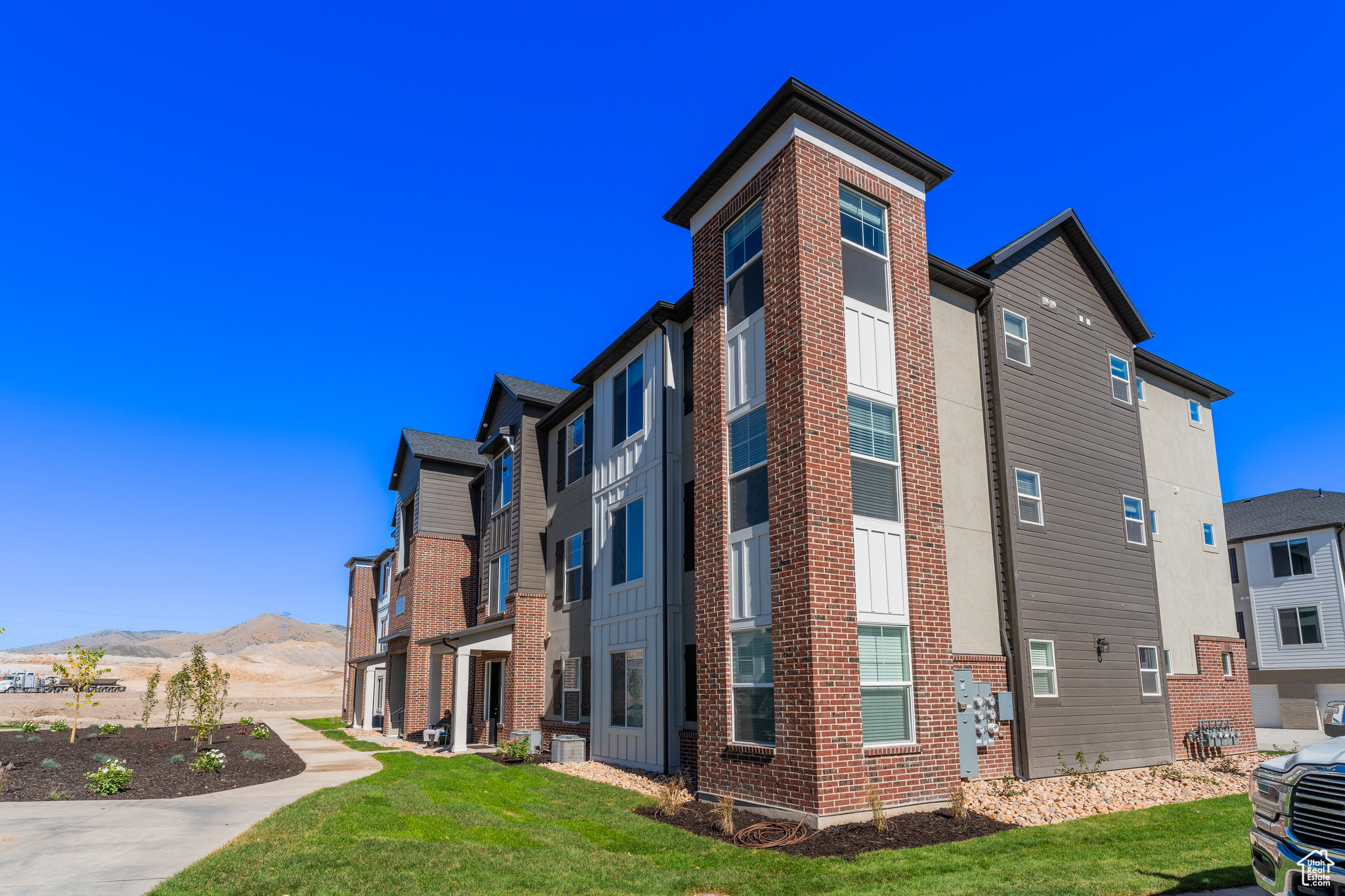 View of building exterior with a mountain view