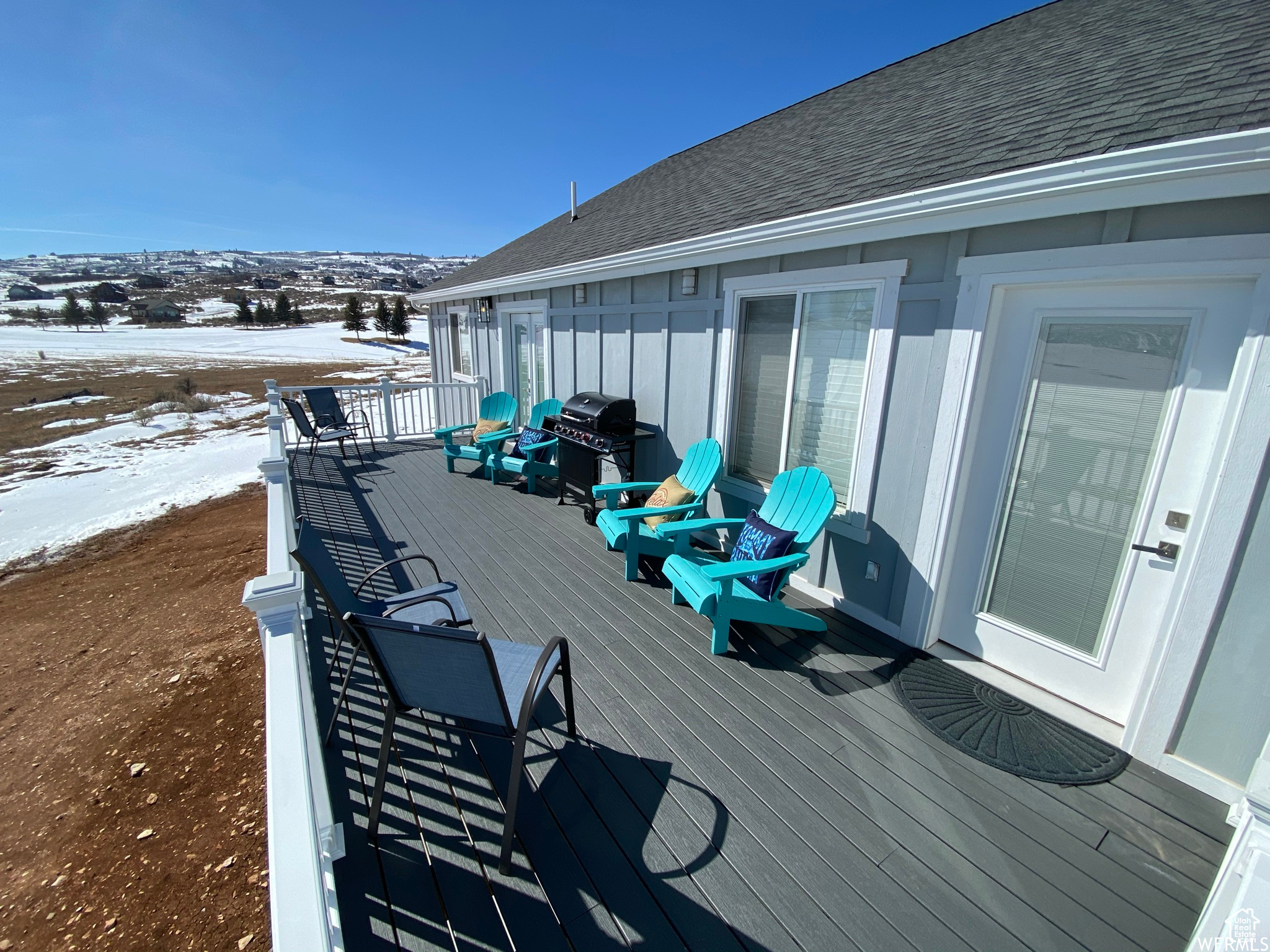 View of snow covered deck