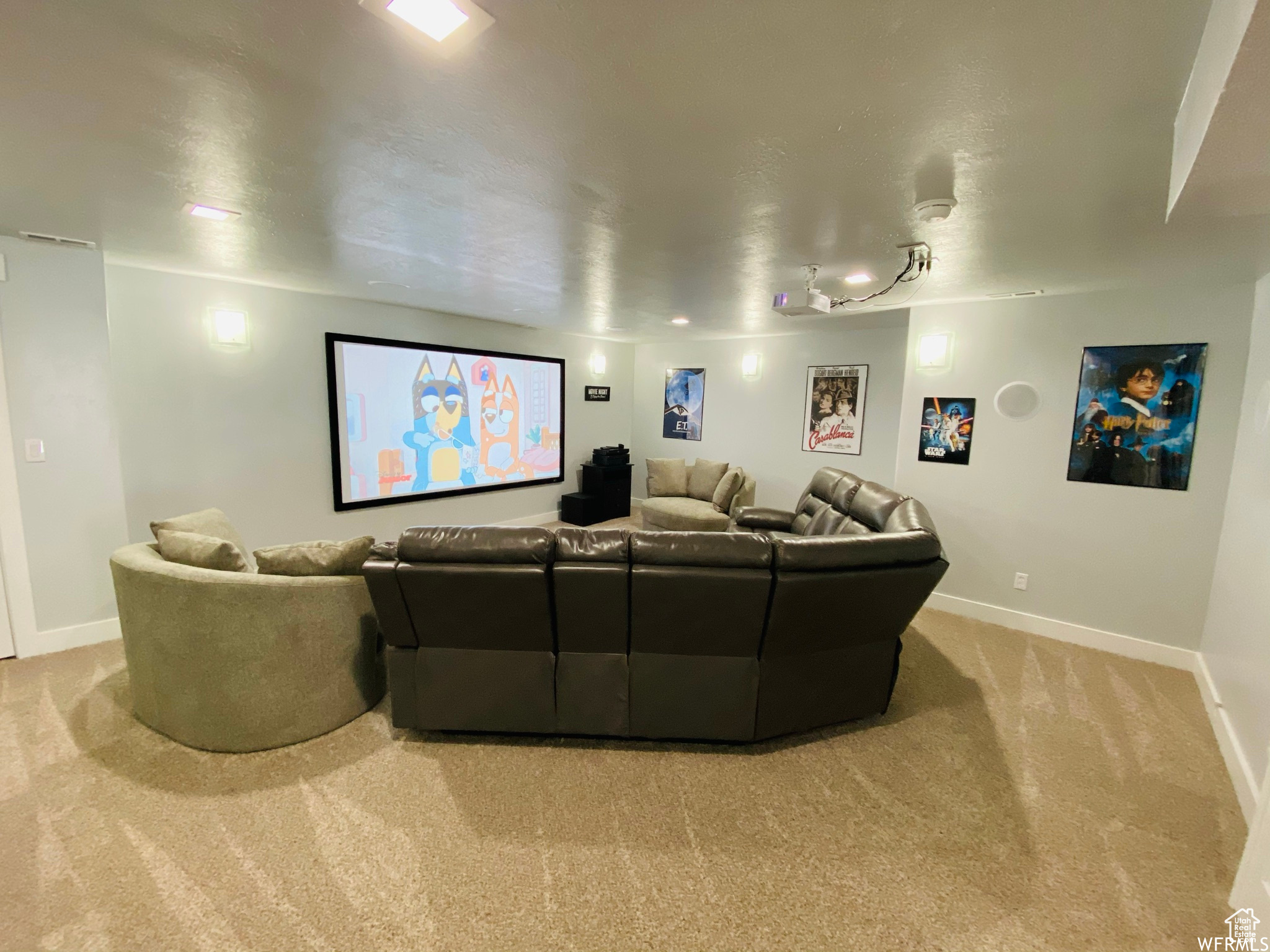 View of carpeted cinema room