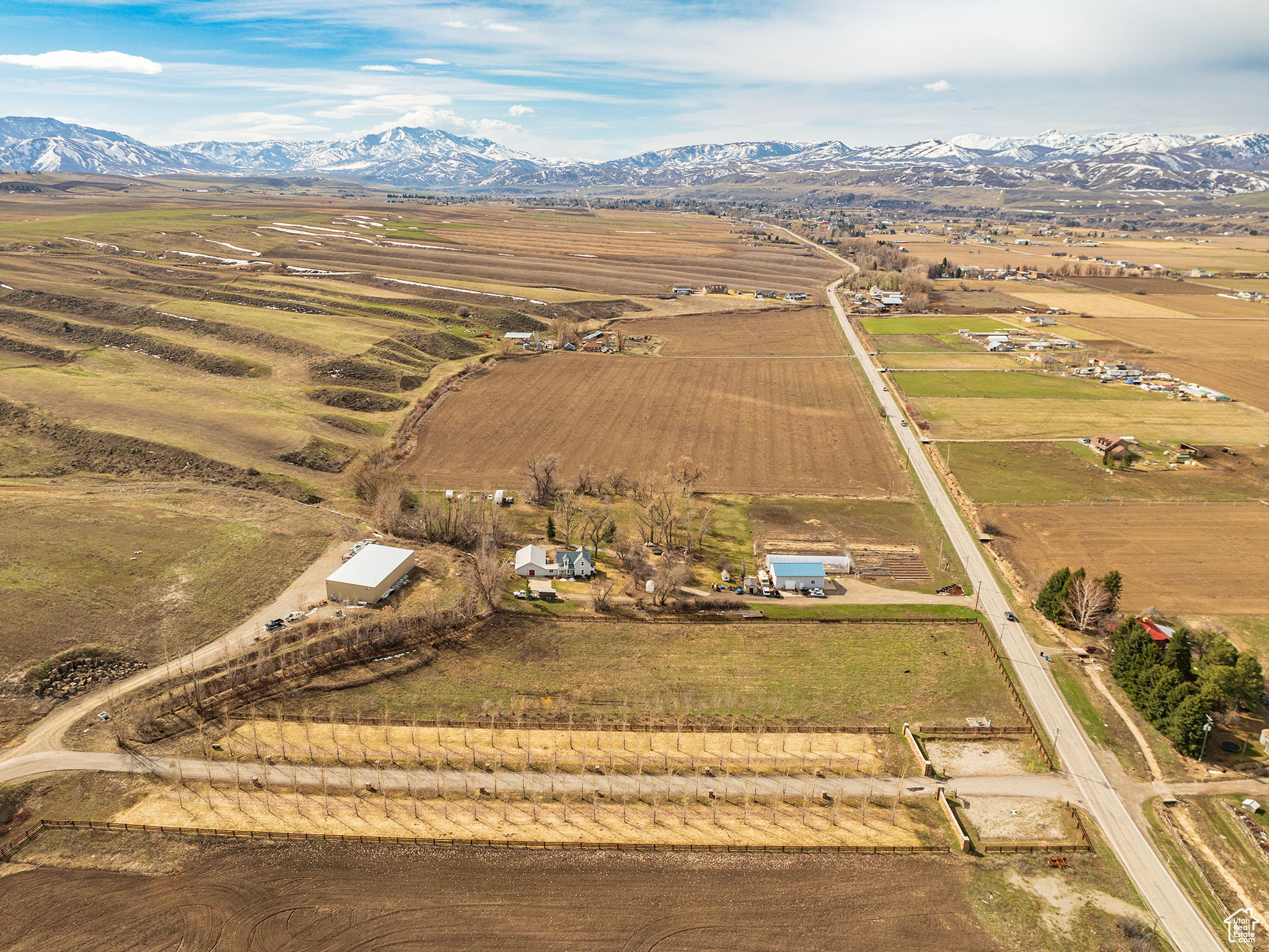 Aerial view with a rural view and a mountain view