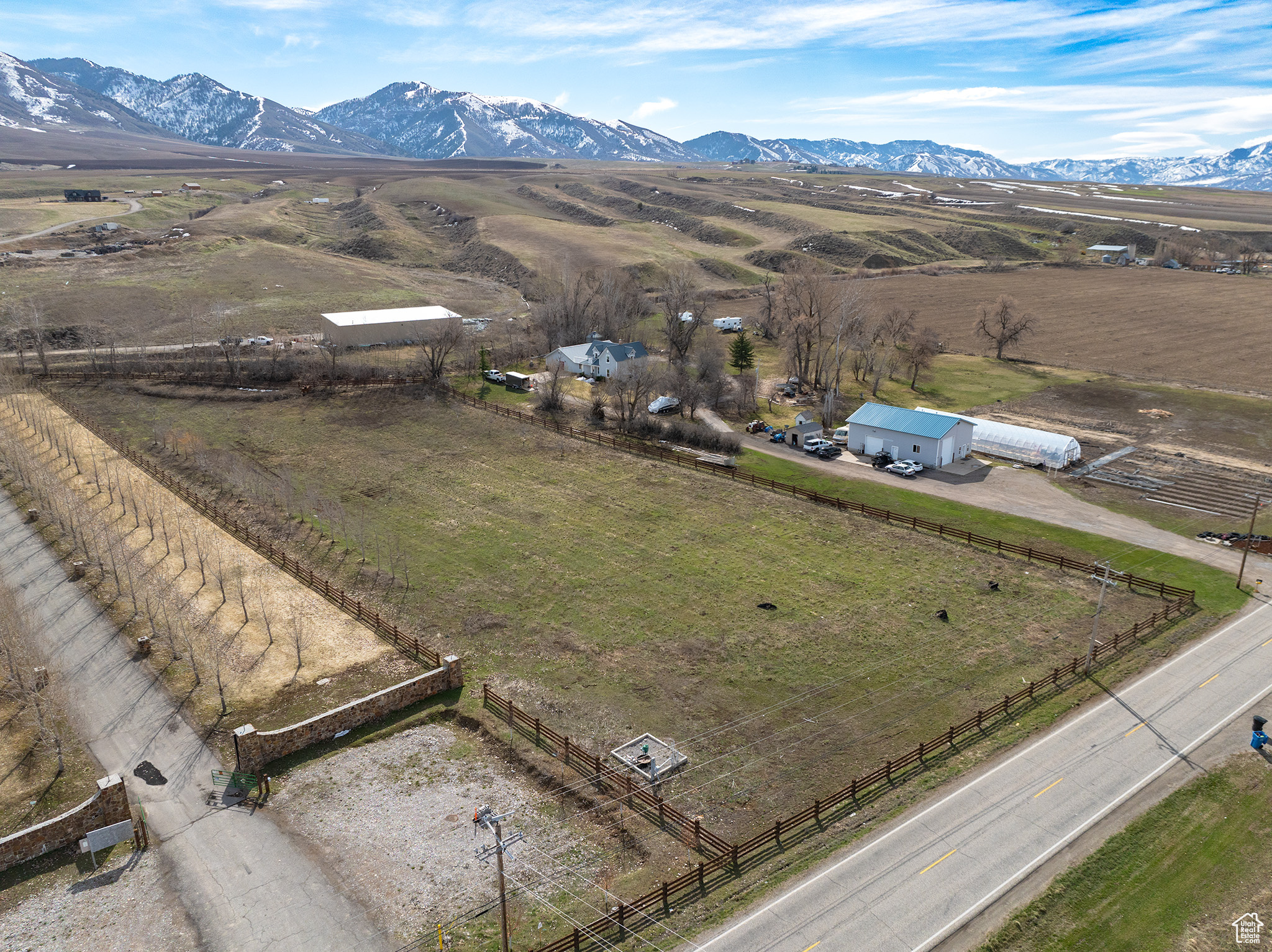 Aerial view with a mountain view and a rural view