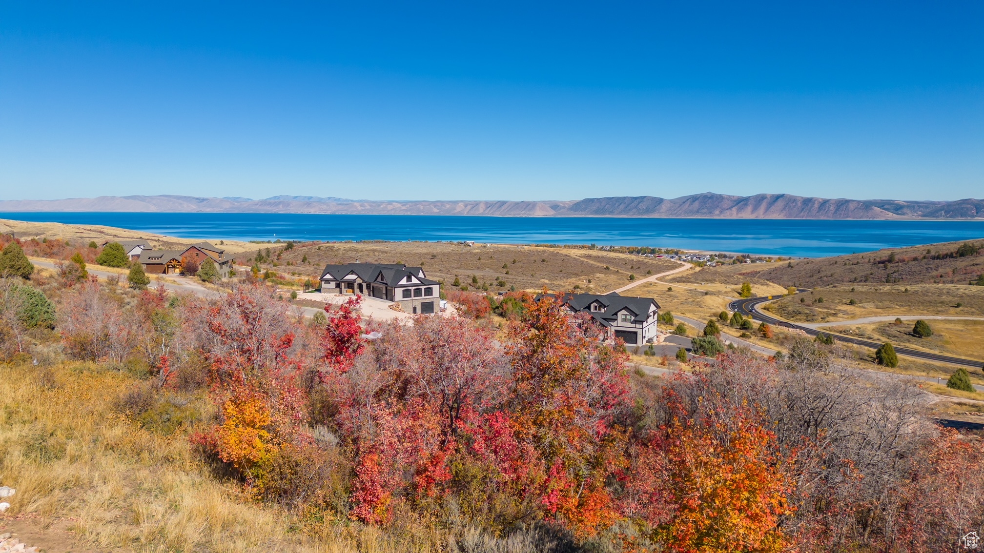 Water view with a mountain view