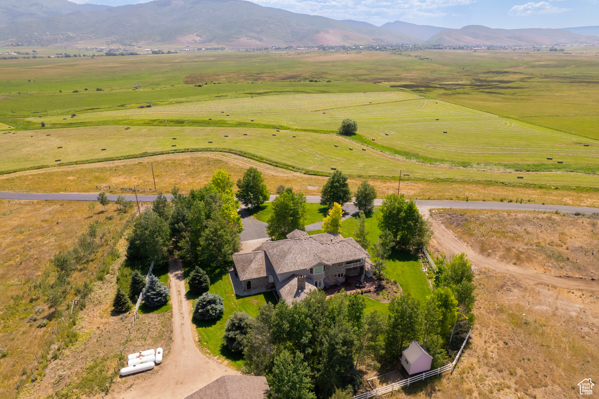 Drone / aerial view featuring a mountain view and a rural view