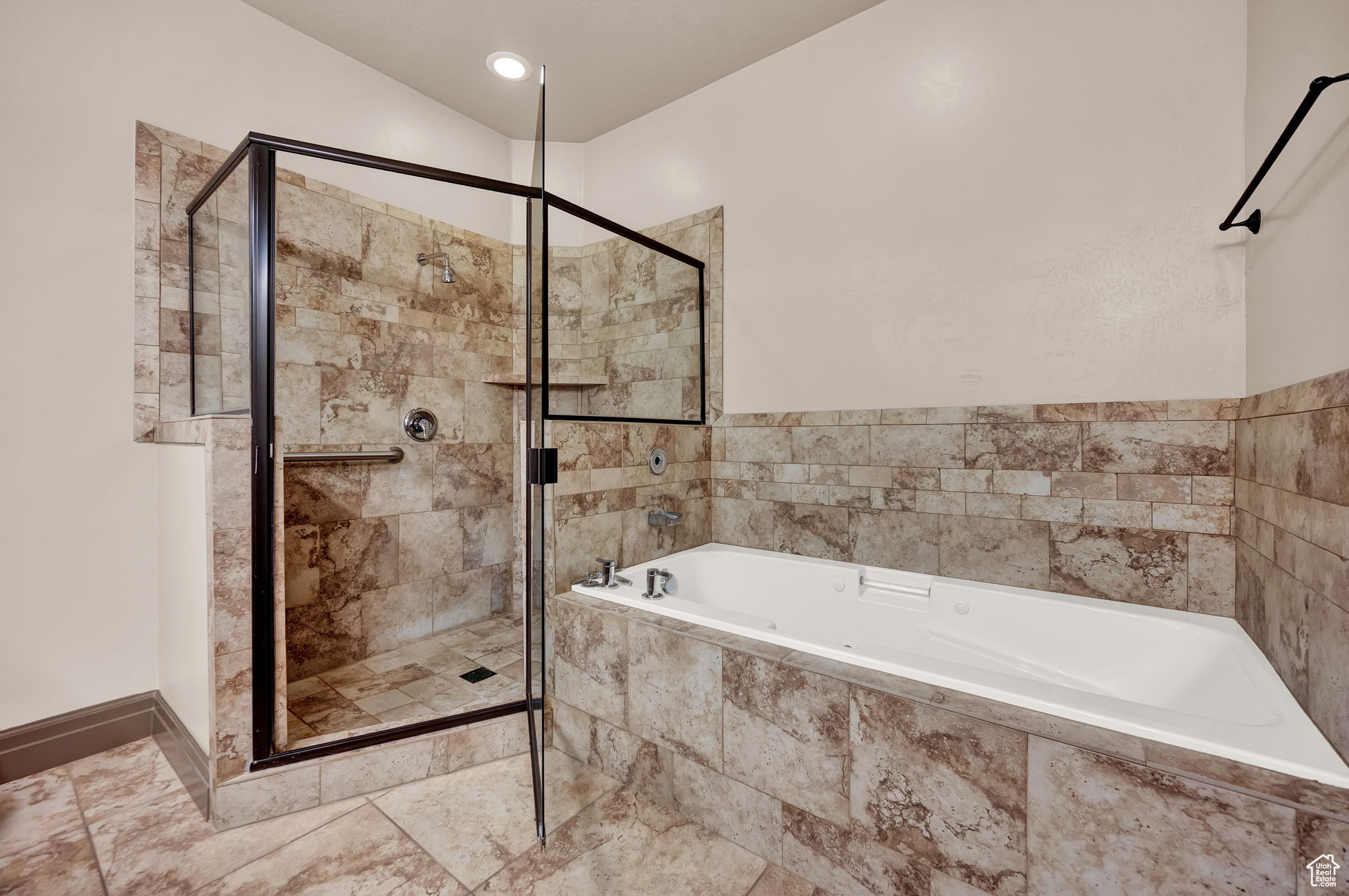 Separate shower and jetted tub
