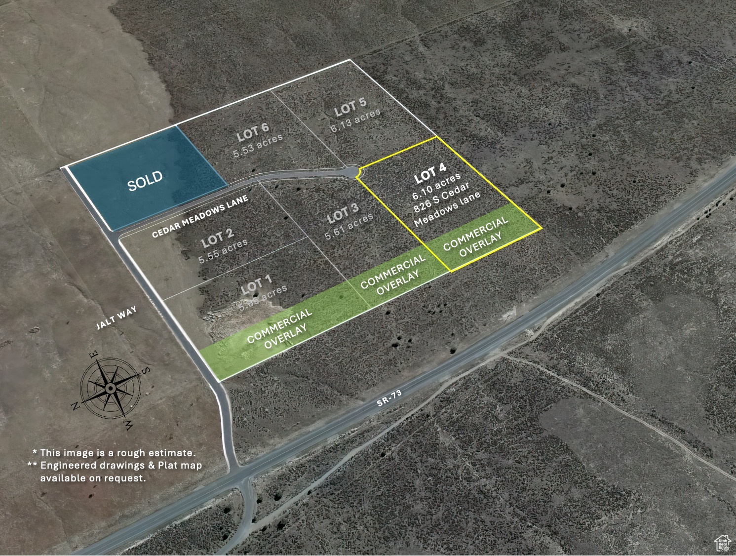 Lot #4 Plat overlay on aerial photo