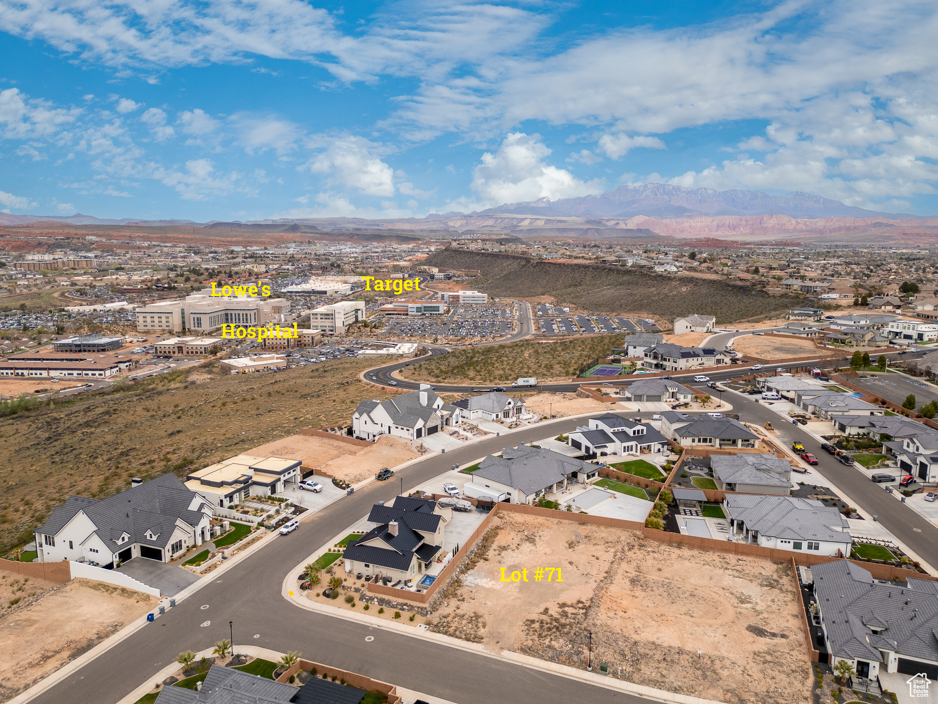 Drone / aerial view with a mountain view