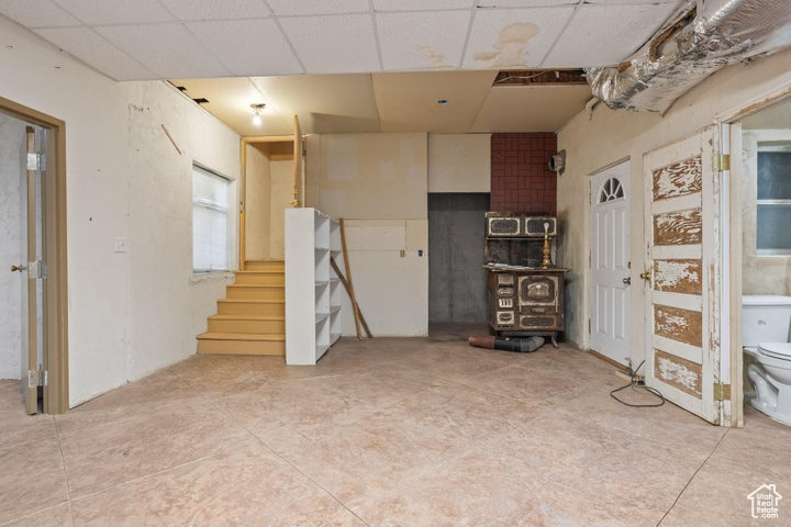 Basement with a drop ceiling