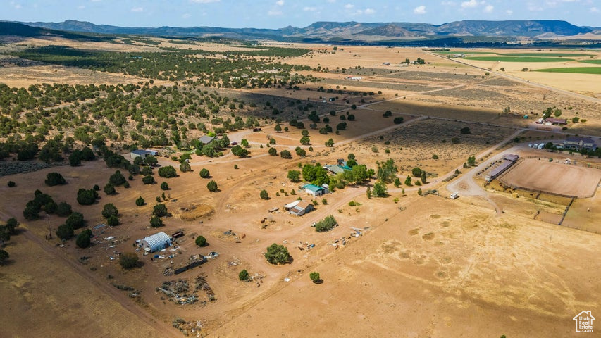 Aerial view with a mountain view and a rural view